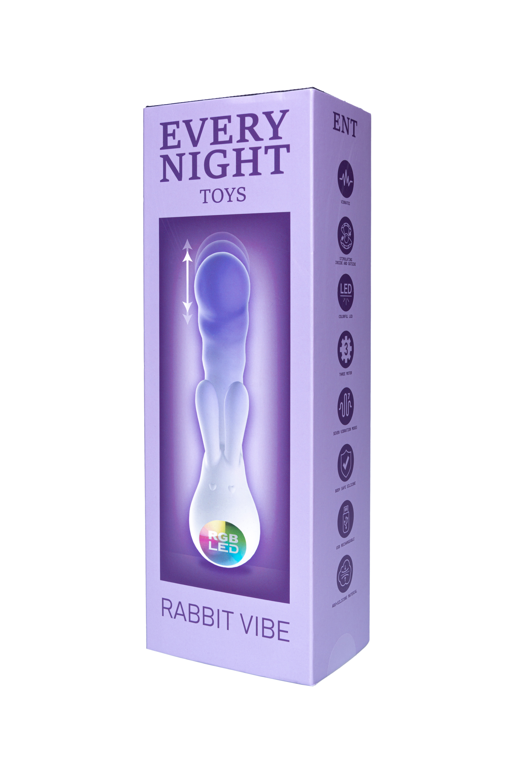 Вібратор-кролик зі світлодіодом Every Night Toys для точки G, фіолетовий градієнт