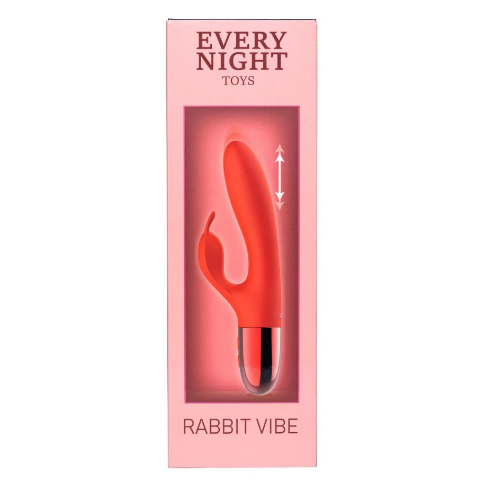Вібратор кролик Every Night Toys з відростком для стимуляції клітора, червоний