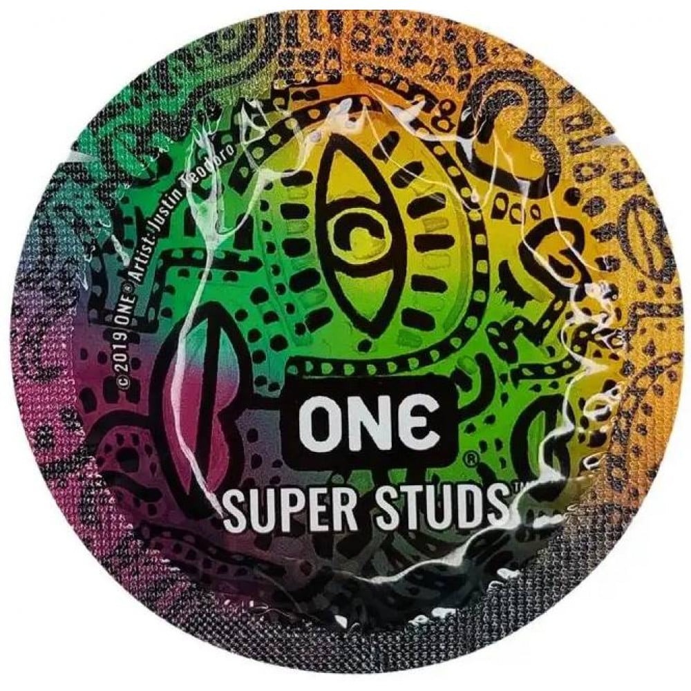 Набор латексных презервативов One Super Studs с точечным рельефом (цена за 5 шт.)