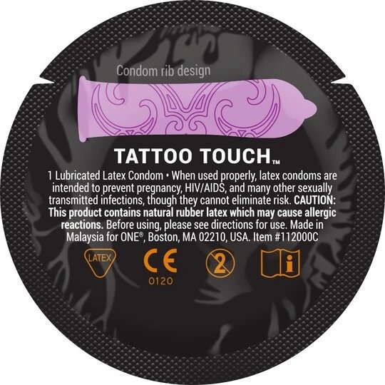 Набор презервативов с рельефом в виде тату ONE Tattoo Touch (цена за упаковку, 100 шт.)