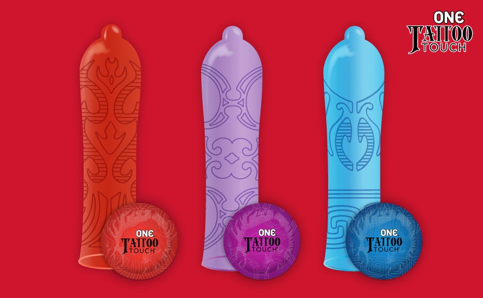 Набір презервативів з рельєфом у вигляді татуювання ONE Tattoo Touch (ціна за упаковку, 3 шт)