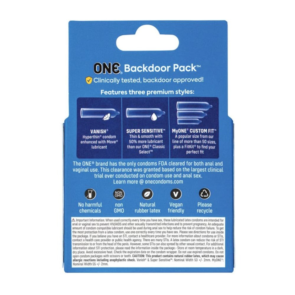 Презервативы универсальные ONE Backdoor Pack для вагинального и анального секса (цена за упак., 3шт)