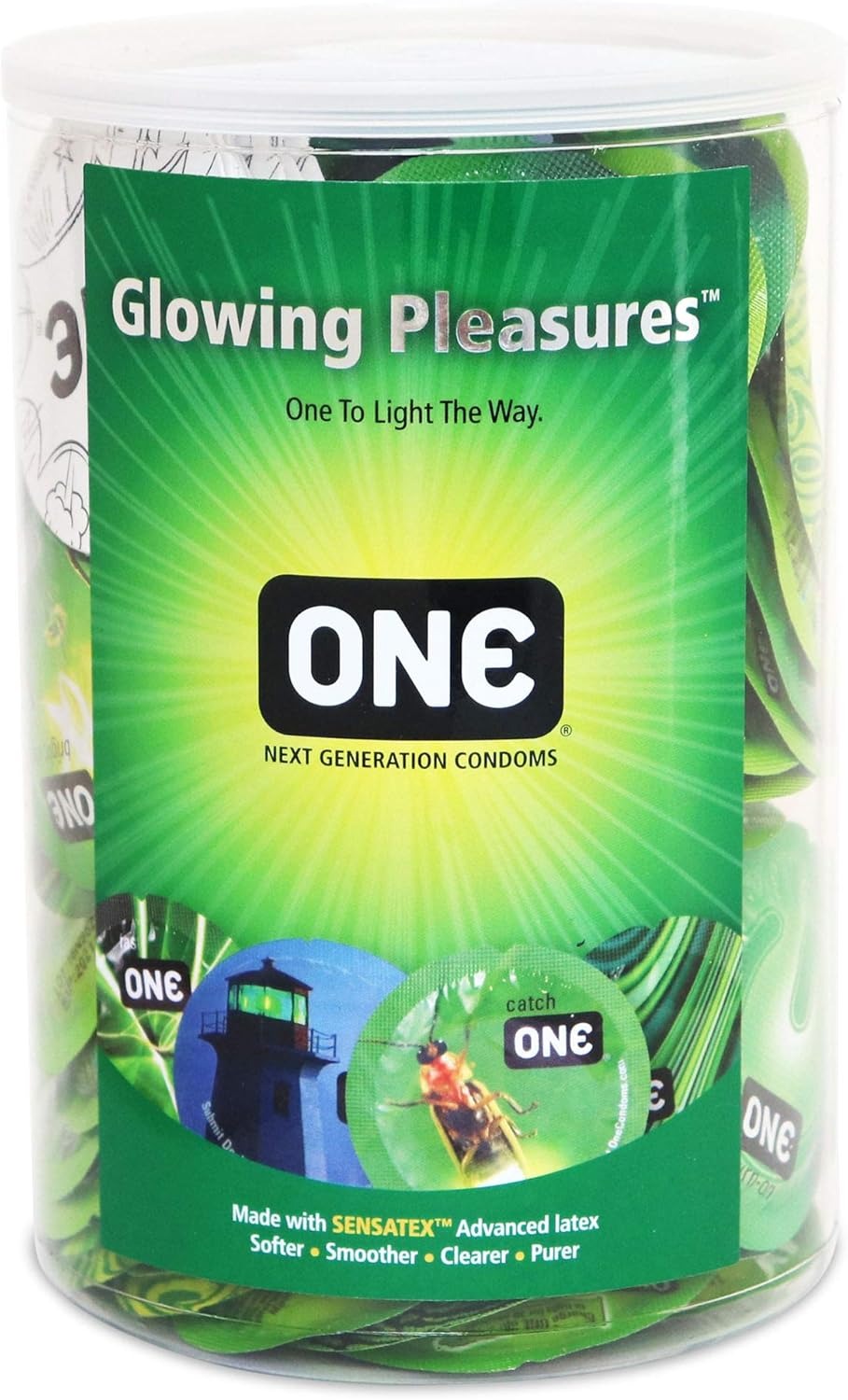 Набір флуоренцетних презервативів ONE Glowing Pleasures світяться у темряві (ціна за упаковку, 100 шт)