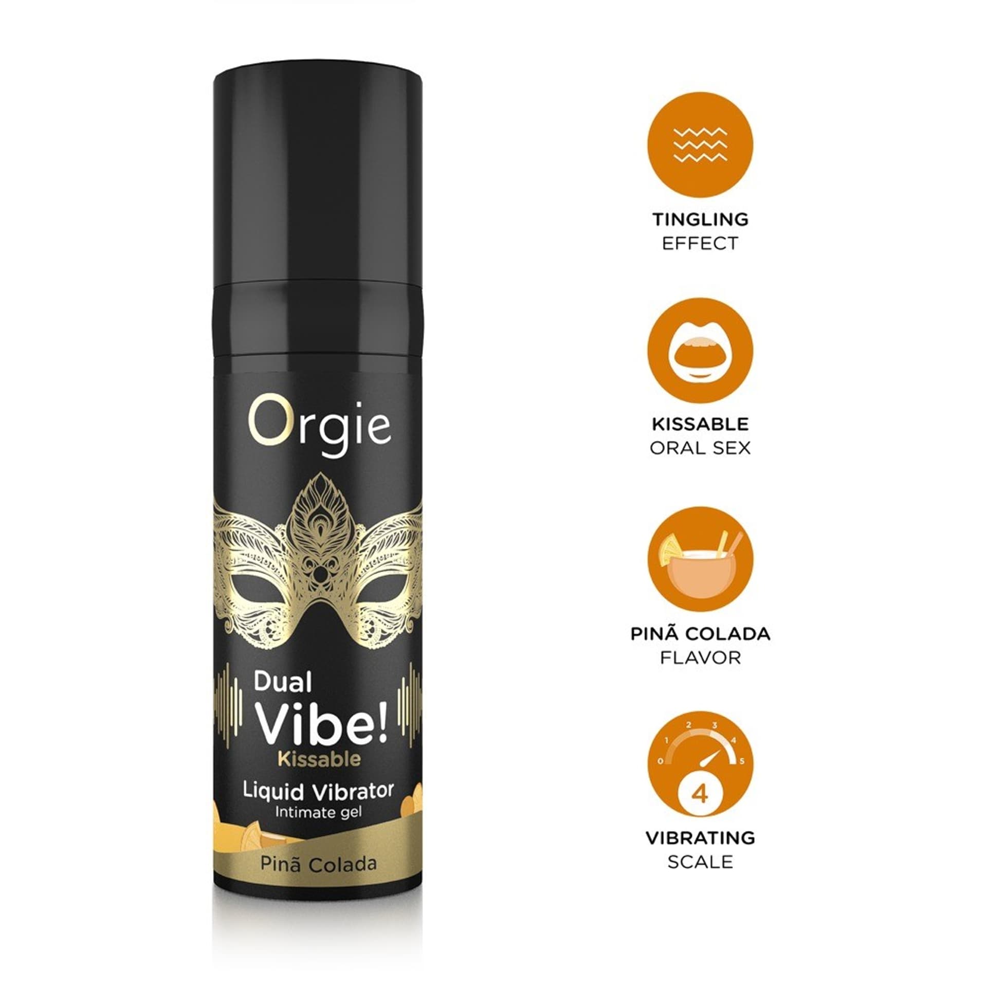 Жидкий вибратор Orgie DUAL VIBE! со вкусом коктейля Пина Колада, 15 мл