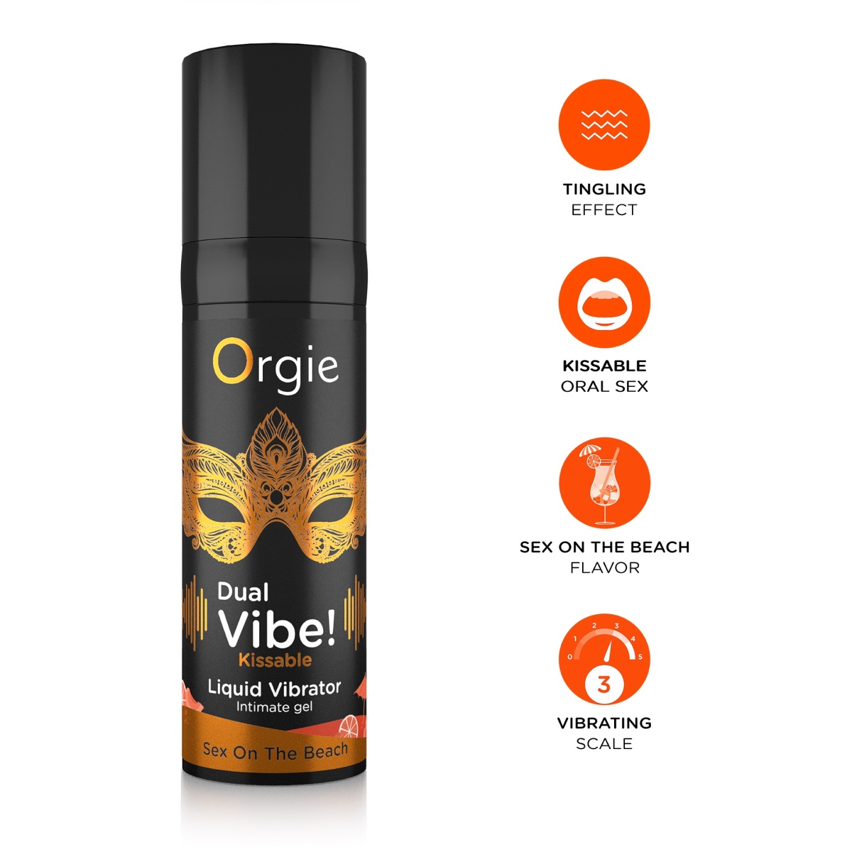 Жидкий вибратор со вкусом коктейля СЕКС НА ПЛЯЖЕ Orgie DUAL VIBE!, 15 мл