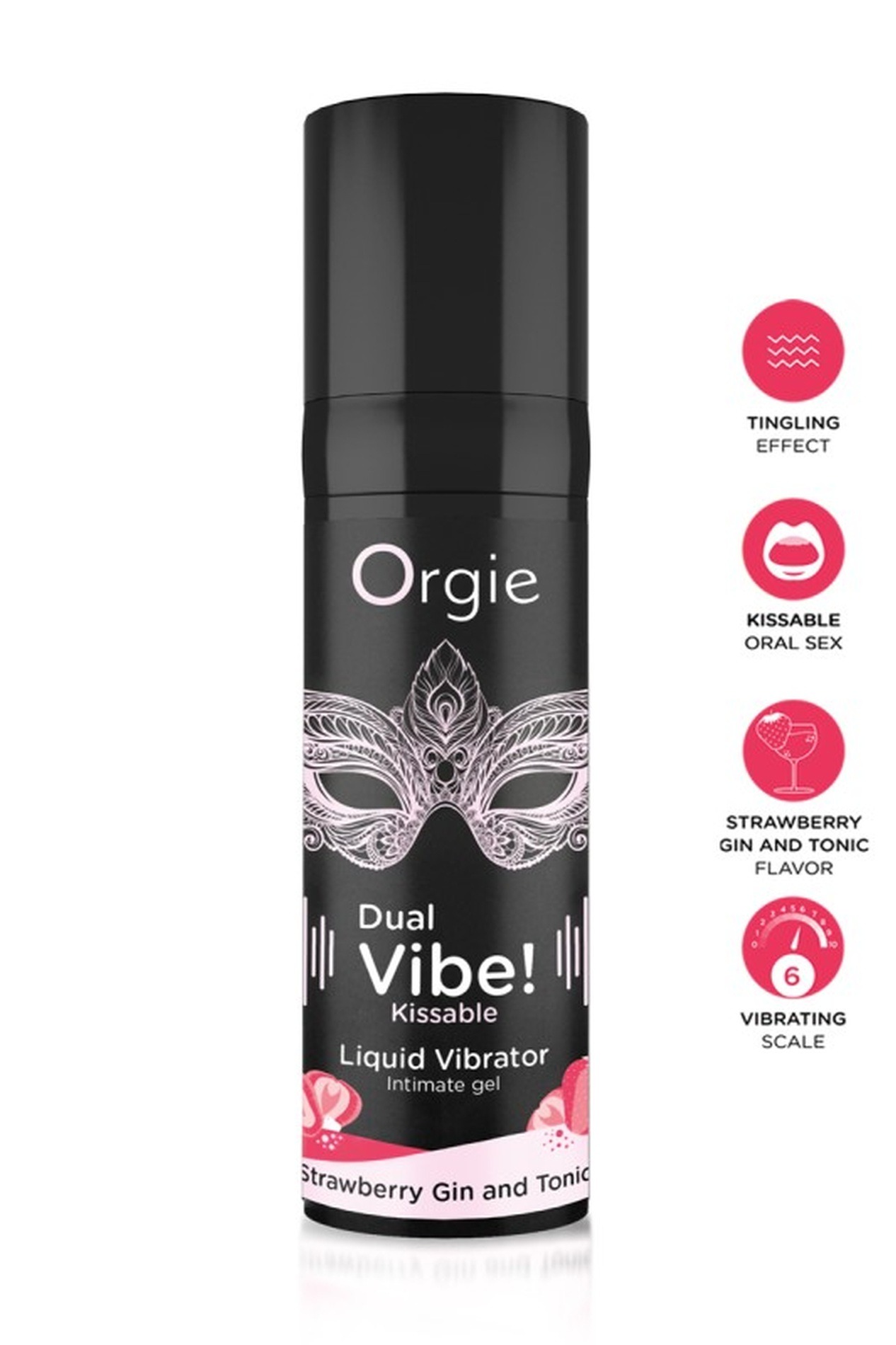 Рідкий вібратор Orgie DUAL VIBE! коктейль Джин-тонік полуниця, 15 мл