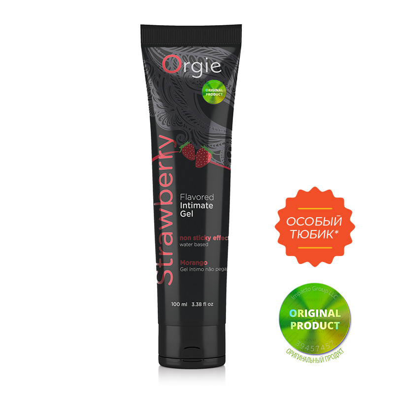 Їстівний лубрикант зі смаком полуниці Orgie Flavored Intimate Gel Morango на водній основі, 100 мл
