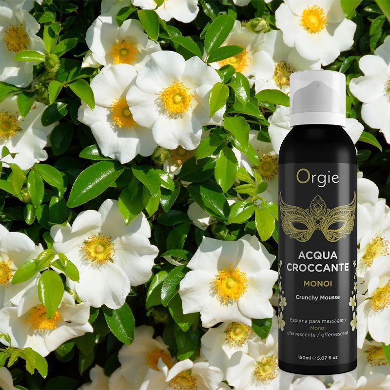 Шипуча зволожуюча пінка для масажу Orgie Acqua Croсcante з ароматом моної, 150 мл