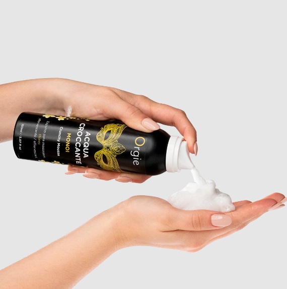 Шипуча зволожуюча пінка для масажу Orgie Acqua Croсcante з ароматом моної, 150 мл