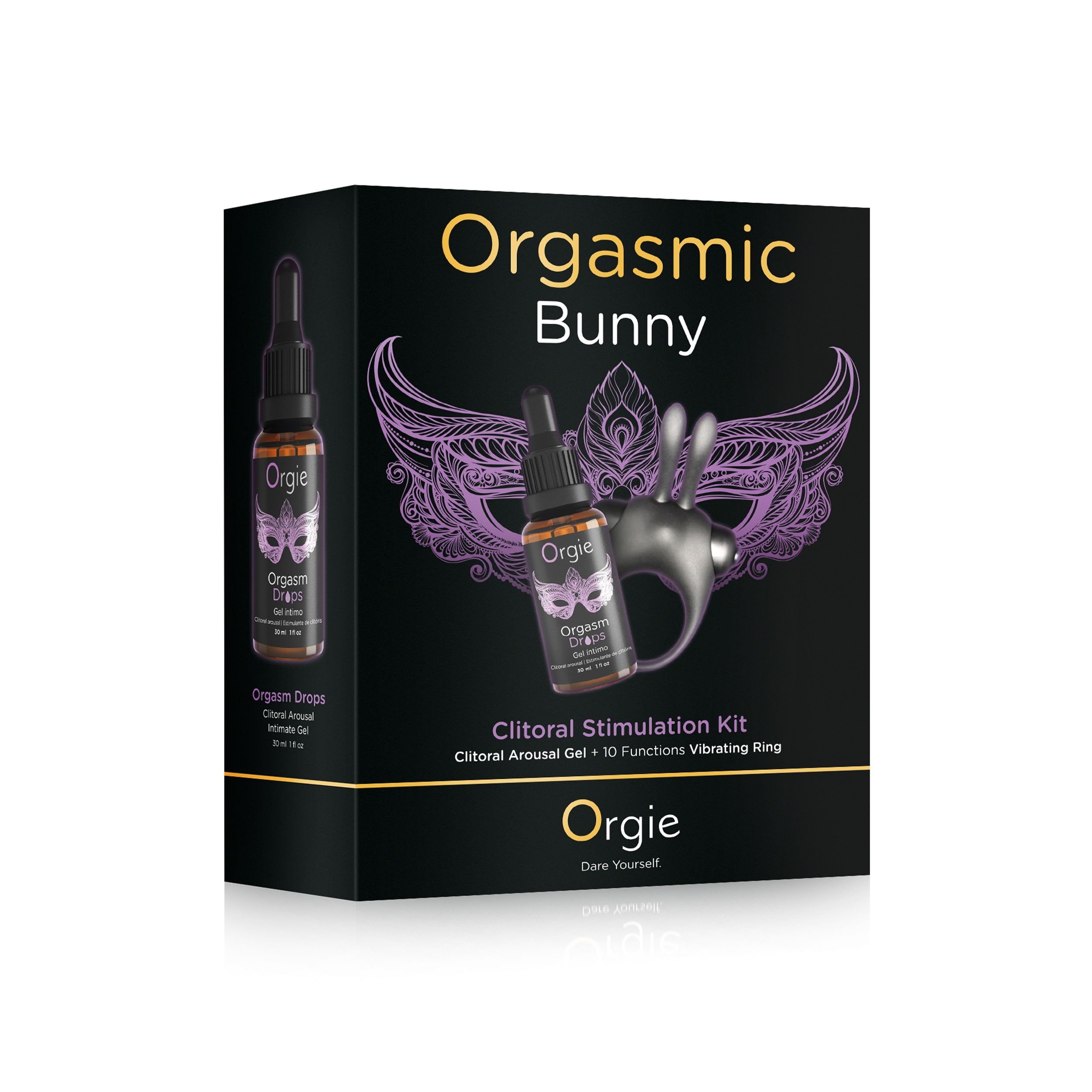 Набір ерекційне віброкільце та краплі для клітора Orgie ORGASMIC BUNNY