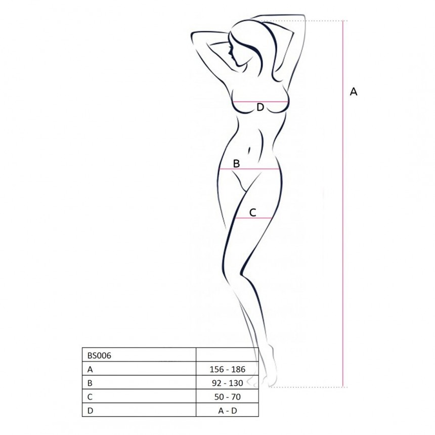 Бодистокинг Passion BS006 в мелкую сетку на тонких бретелях, черный, S-L