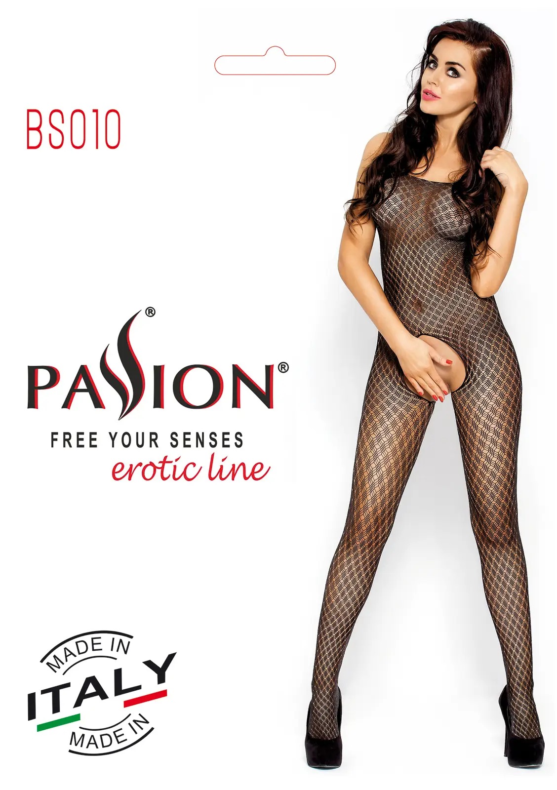 Бодістокінг із геометричним візерунком Passion BS010 чорний, One Size