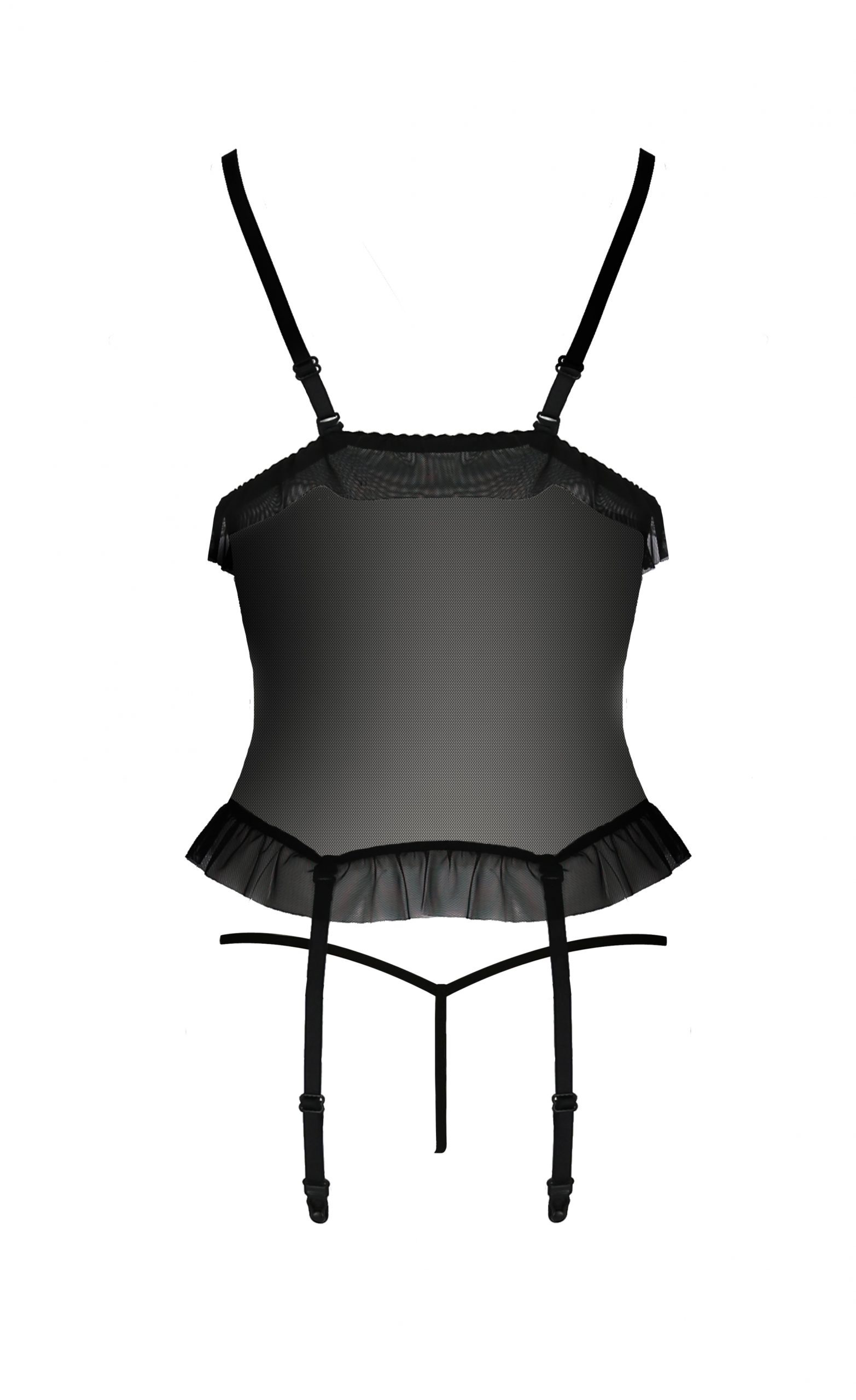 Корсет зі стрінгами Passion JUSTINA CORSET чорний, S/M
