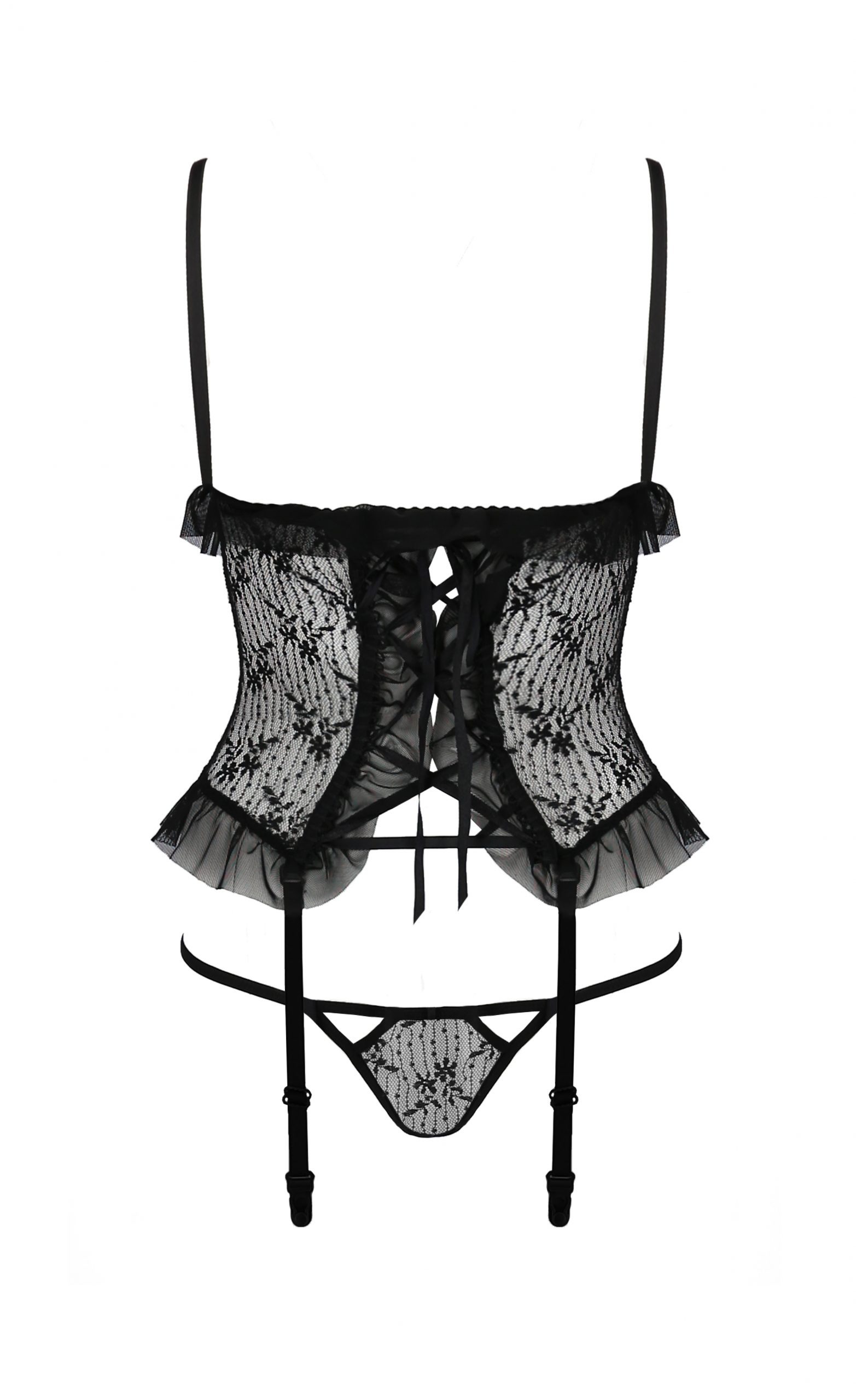 Корсет зі стрінгами Passion JUSTINA CORSET чорний, S/M