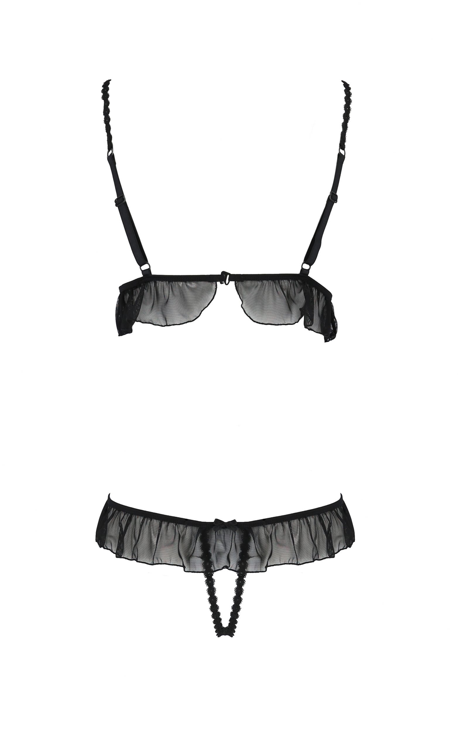 Боди с оборками и открытым доступом LEILA BODY black S/M - Passion