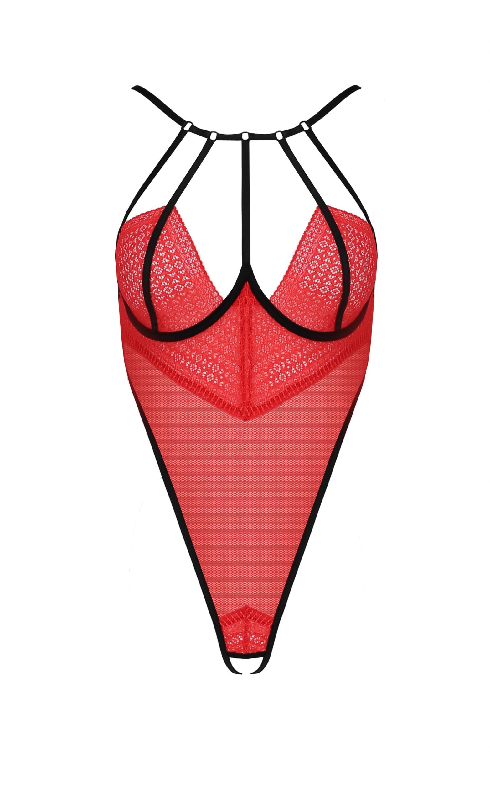 Боді із високим вирізом стегна Passion Exclusive Akita Body червоний, S/M