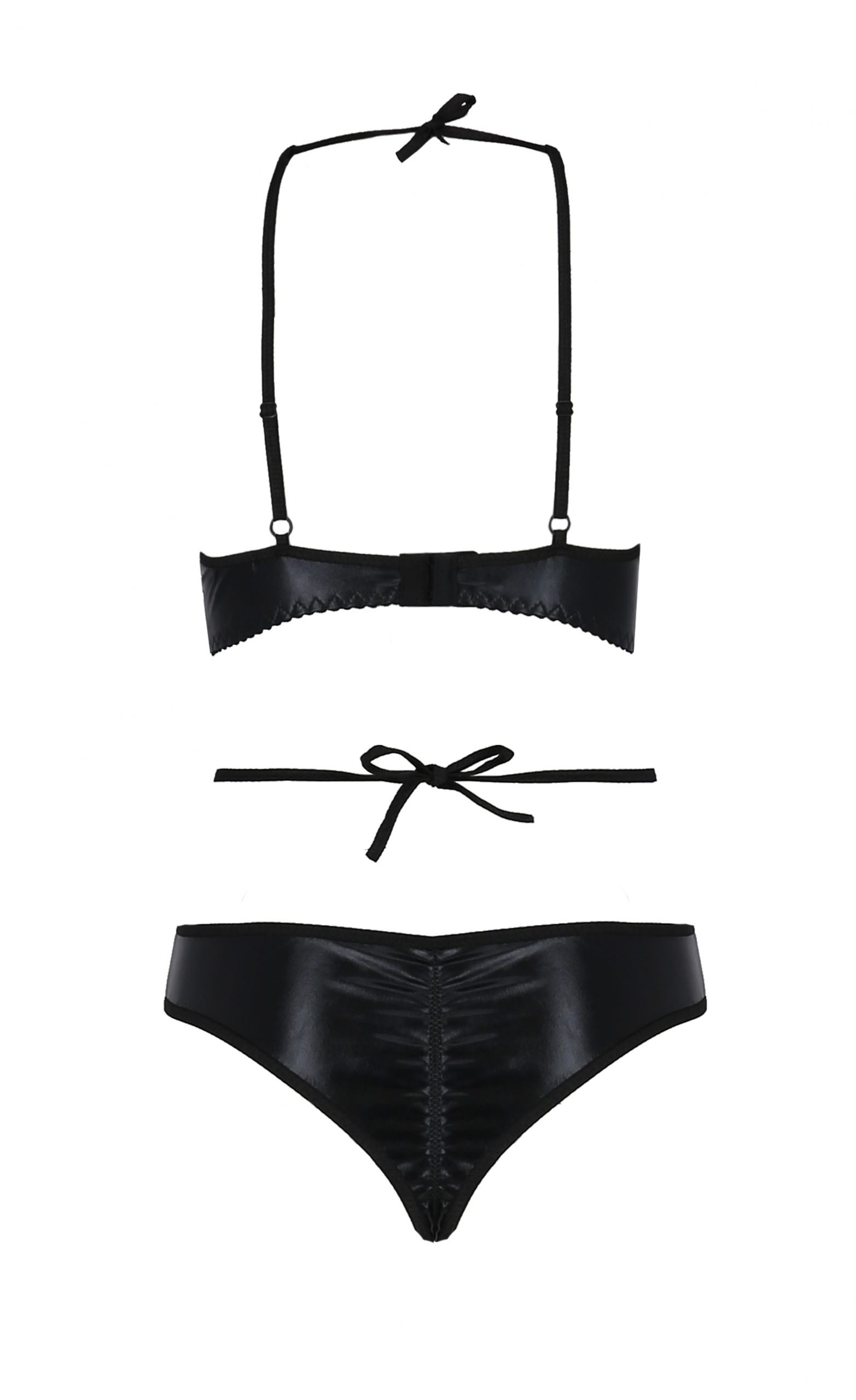 Комплект білизни з декоративними елементами Passion NAVEL чорний, S/M