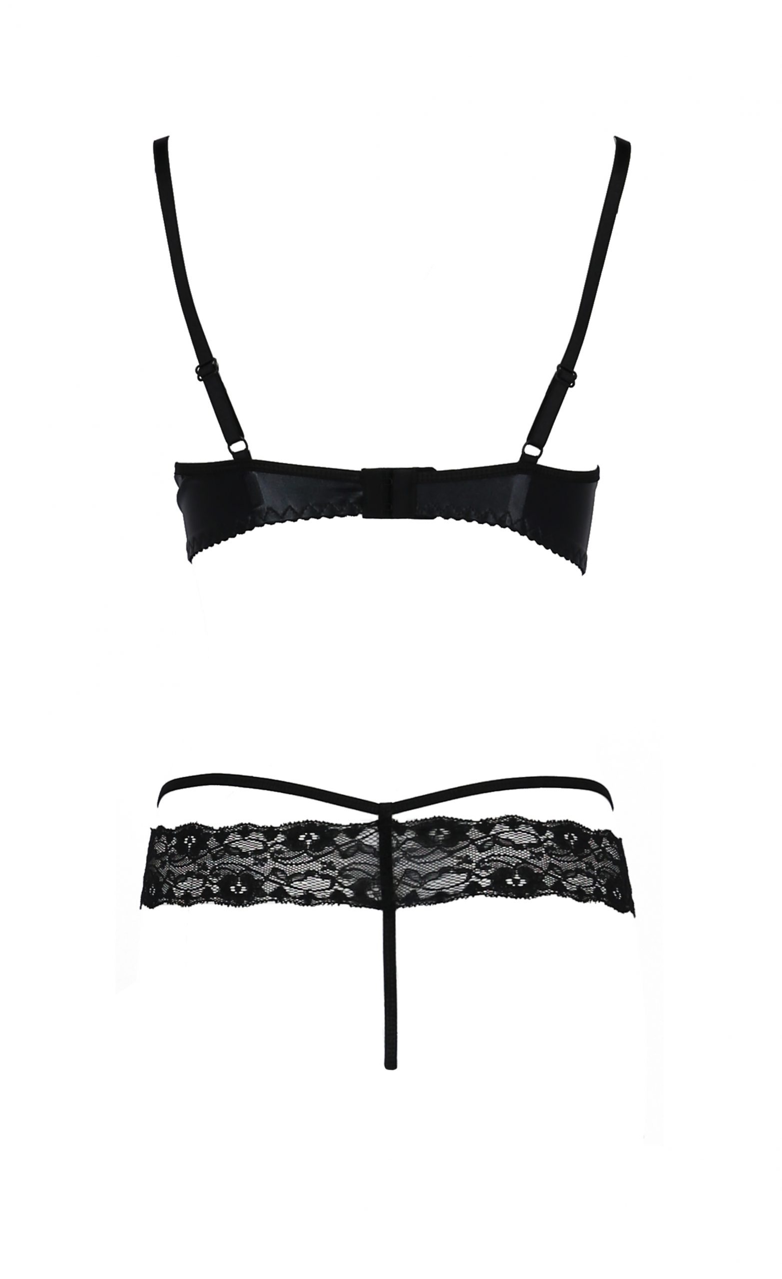 Комплект білизни з латексу Passion NORTH SET з мереживним оздобленням, чорний, S/M