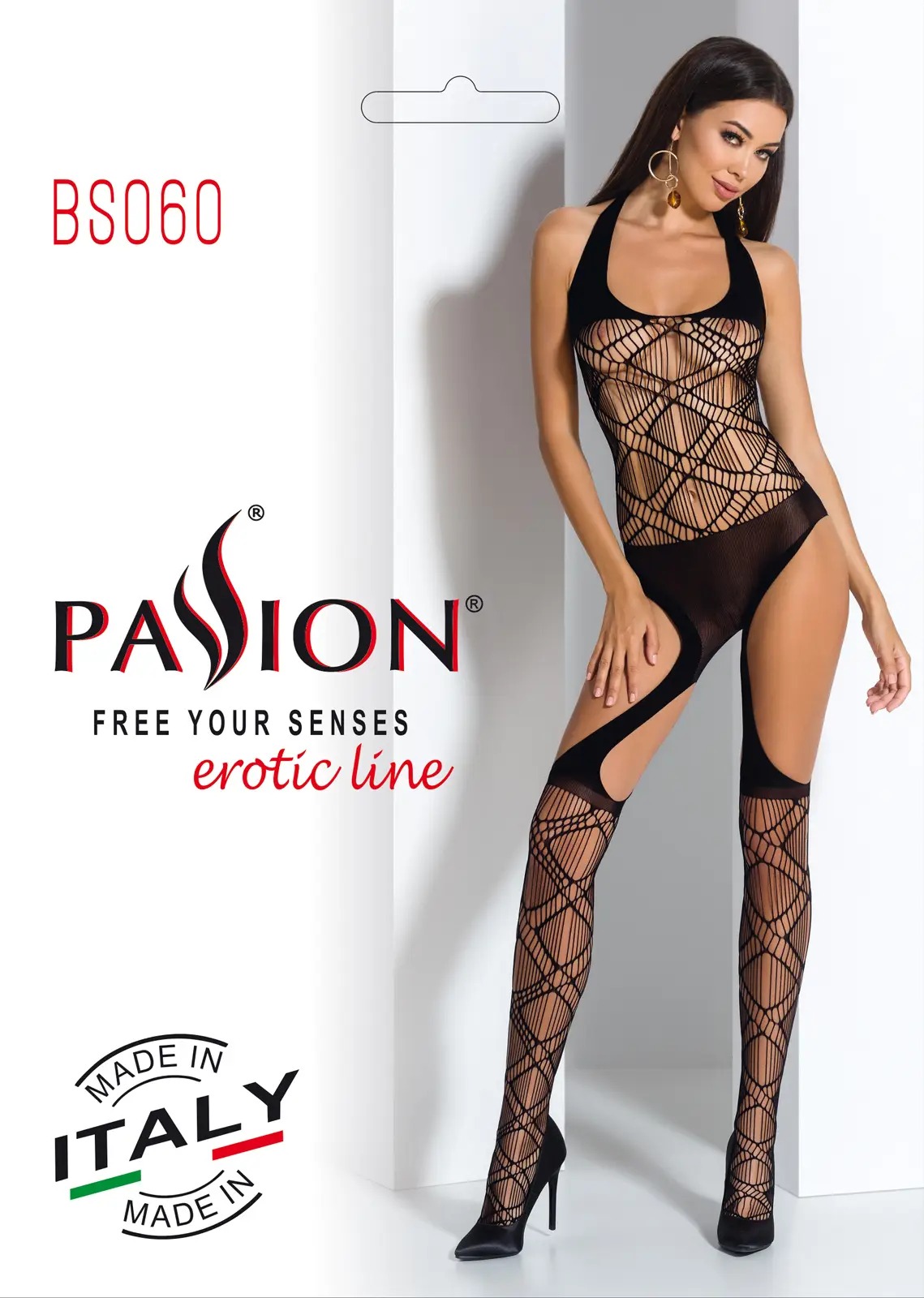 Бодістокінг BS060 Black Passion, з геометричним малюнком, чорний, S/L
