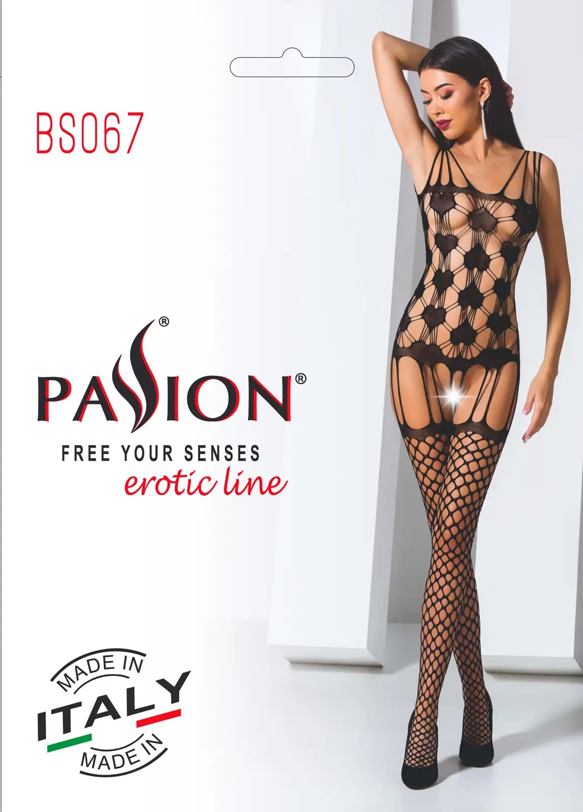 Комбінезон імітація корсета з панчохами Passion BS067 чорний, One Size