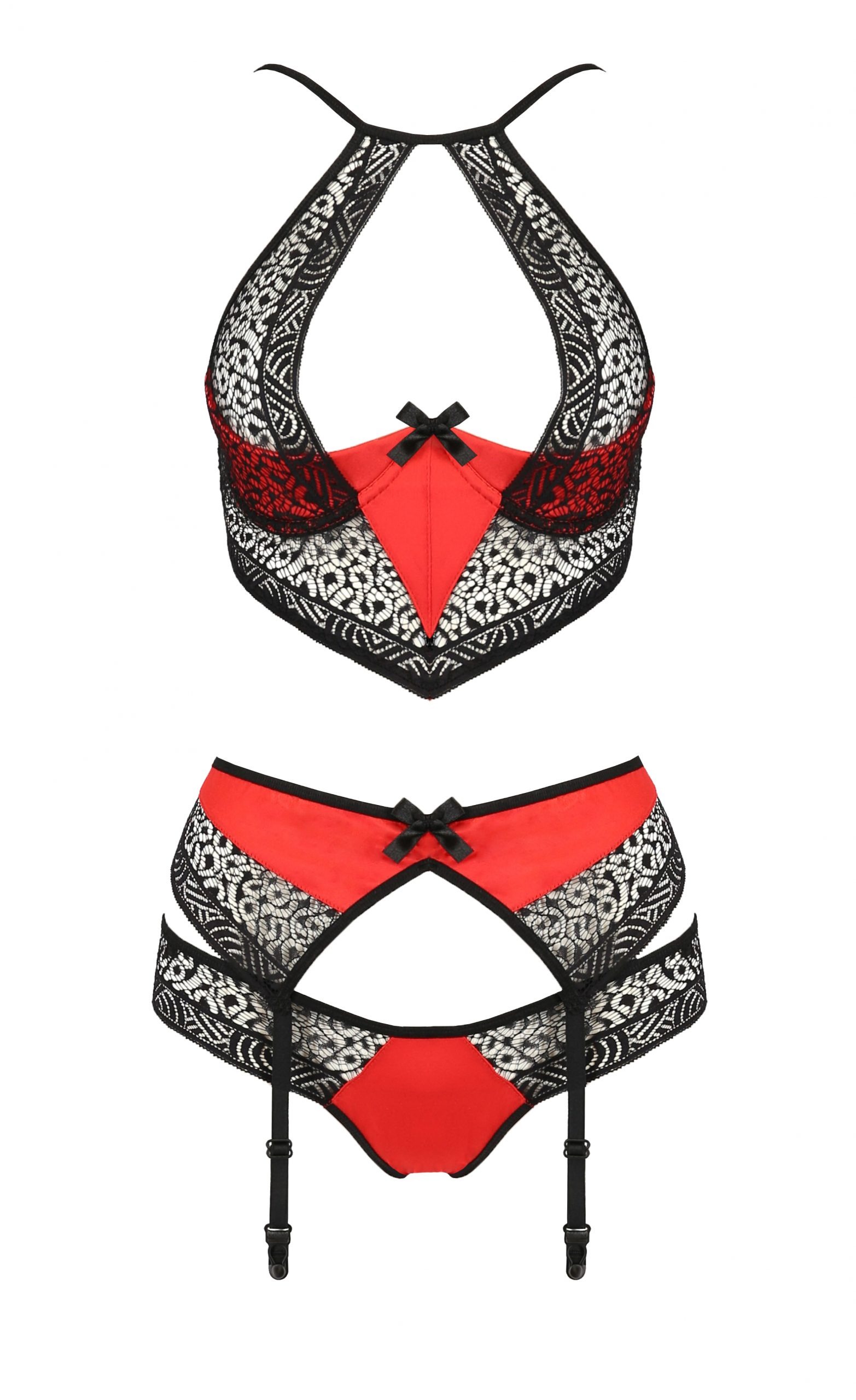 Комплект белья с поясом для чулков SCARLET SET red S/M - Passion