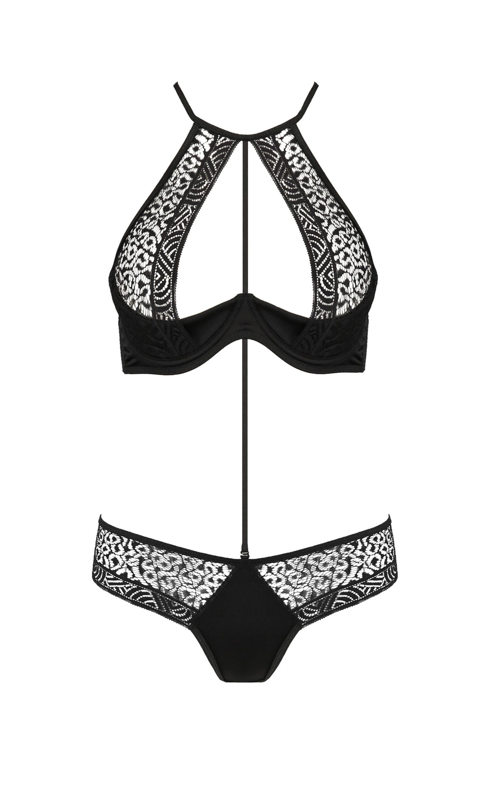 Комплект білизни з ажурними вставками Passion SCARLET чорний S/M