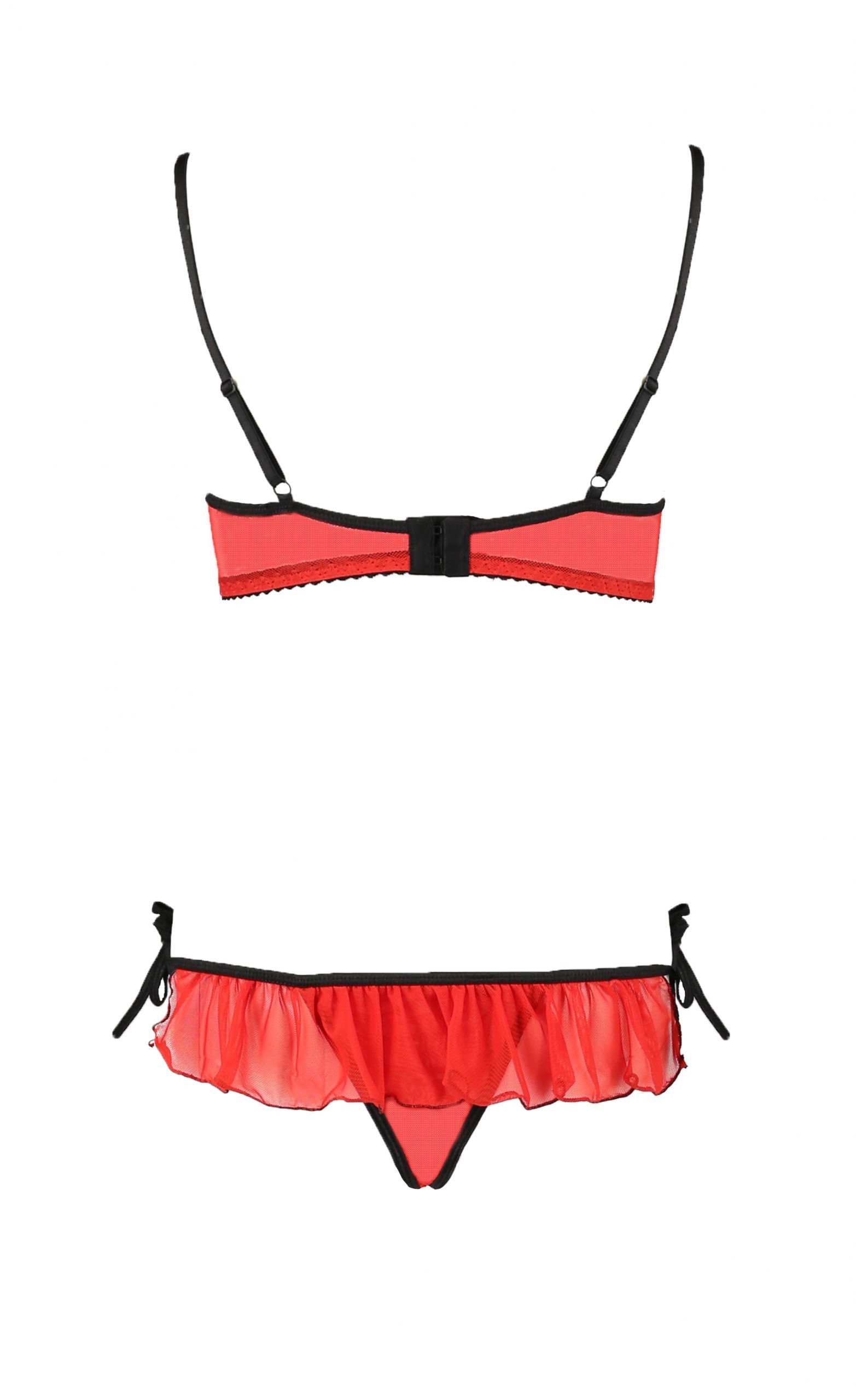 Комплект білизни з відкритими грудьми Cherry Passion, 2 предмети, червоний, S/M