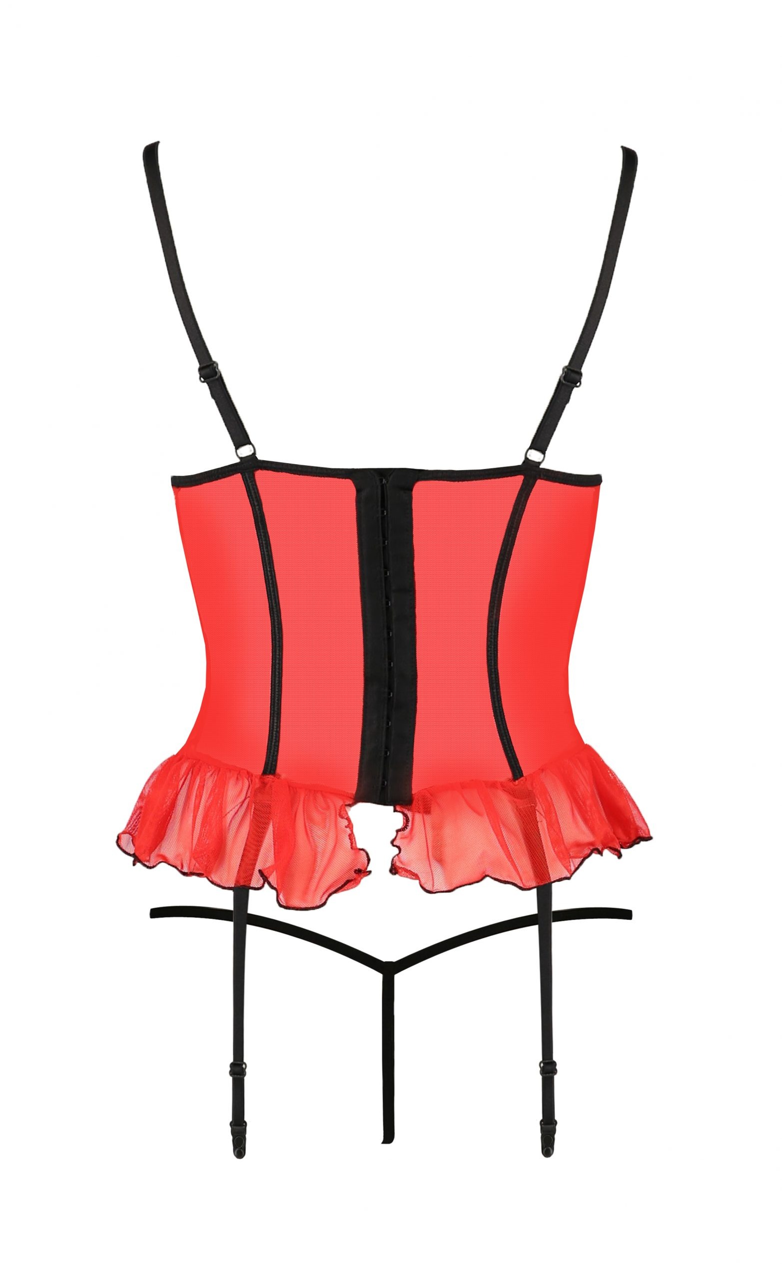 Корсет з відкритими грудьми Passion CHERRY та стрінгами, червоний, S/M