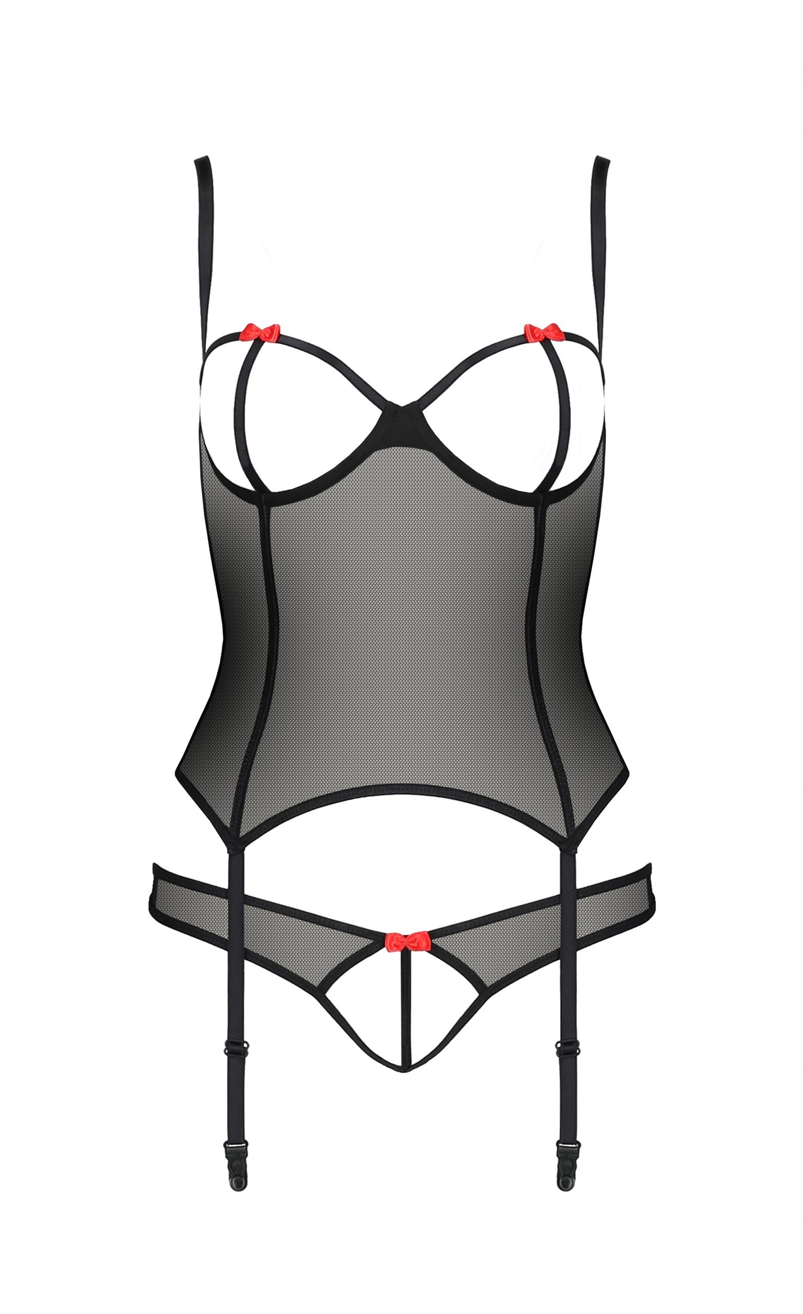 Корсет з відкритими грудьми та трусики HEIDI CORSET black S/M - Passion