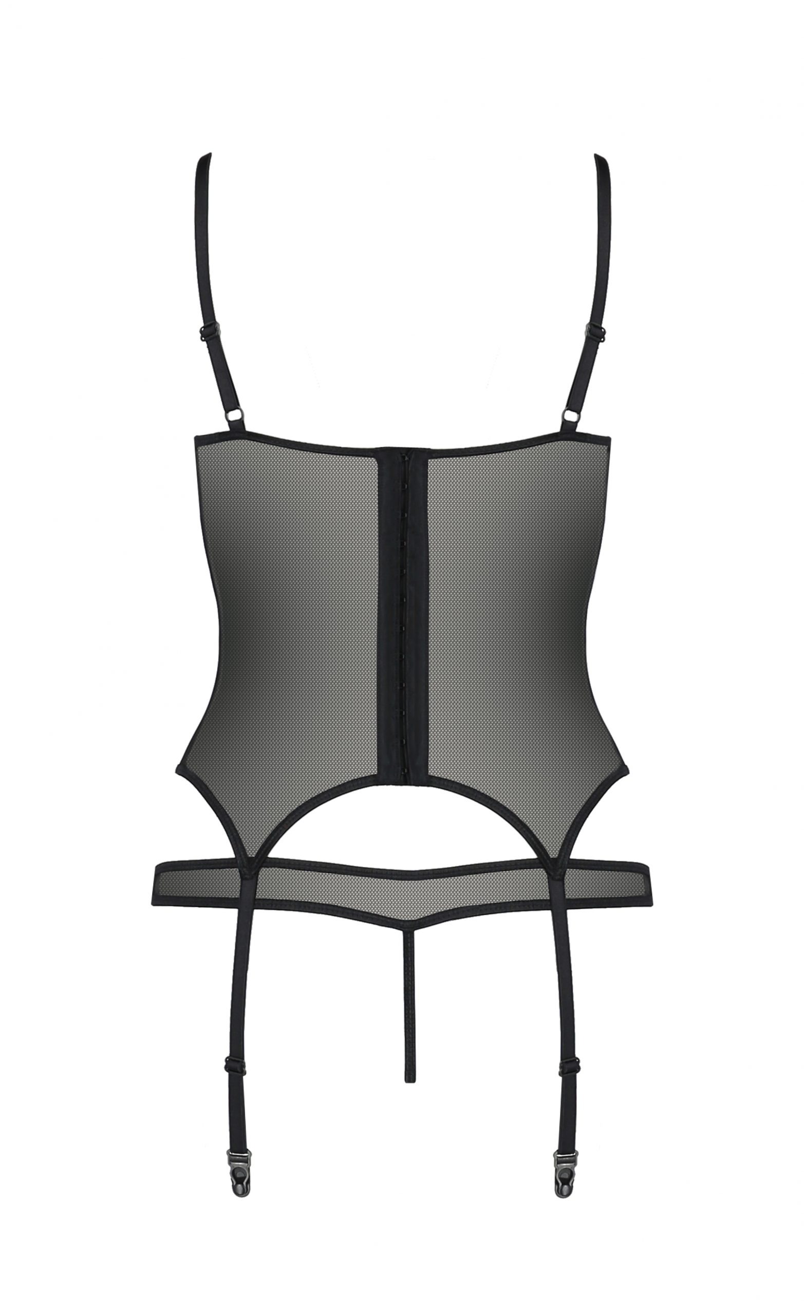Корсет з відкритими грудьми та трусики HEIDI CORSET black S/M - Passion