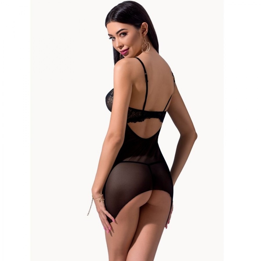 Пеньюар VERONIQUE CHEMISE black S/M - Passion