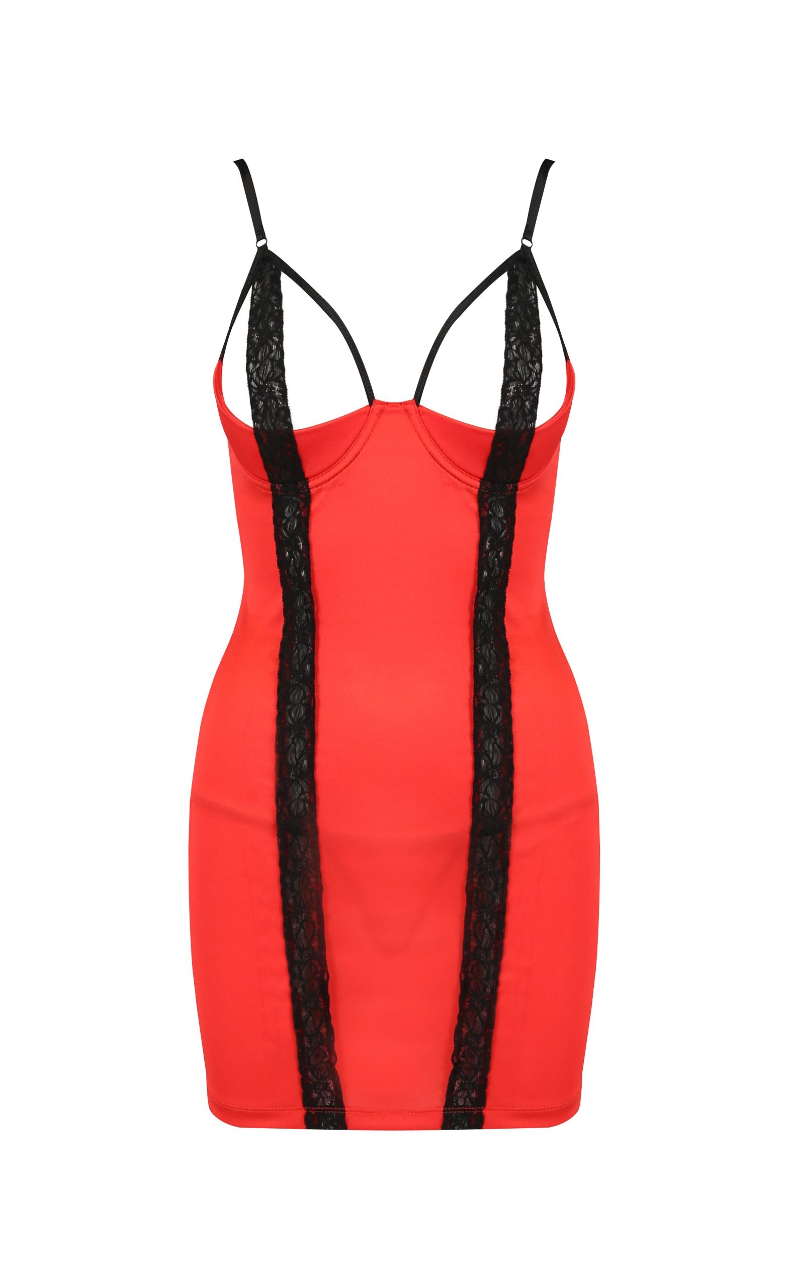 Платье красное с черной отделкой и трусики стринги FEMMINA CHEMISE S/M - Passion