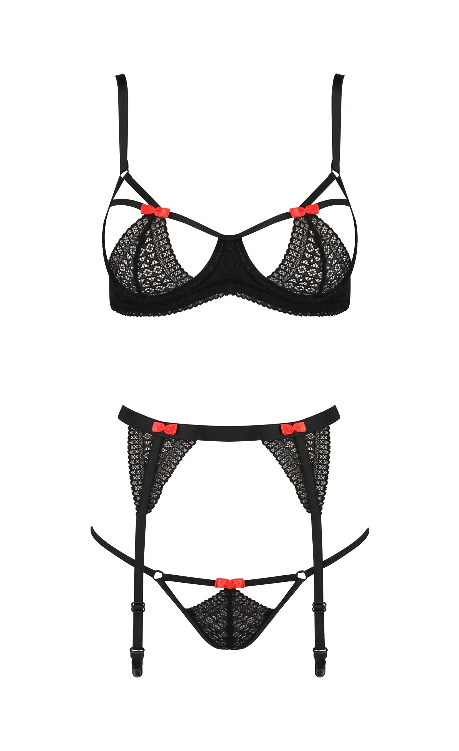 Комплект білизни з поясом для панчіх PERDITA SET black S/M - Passion