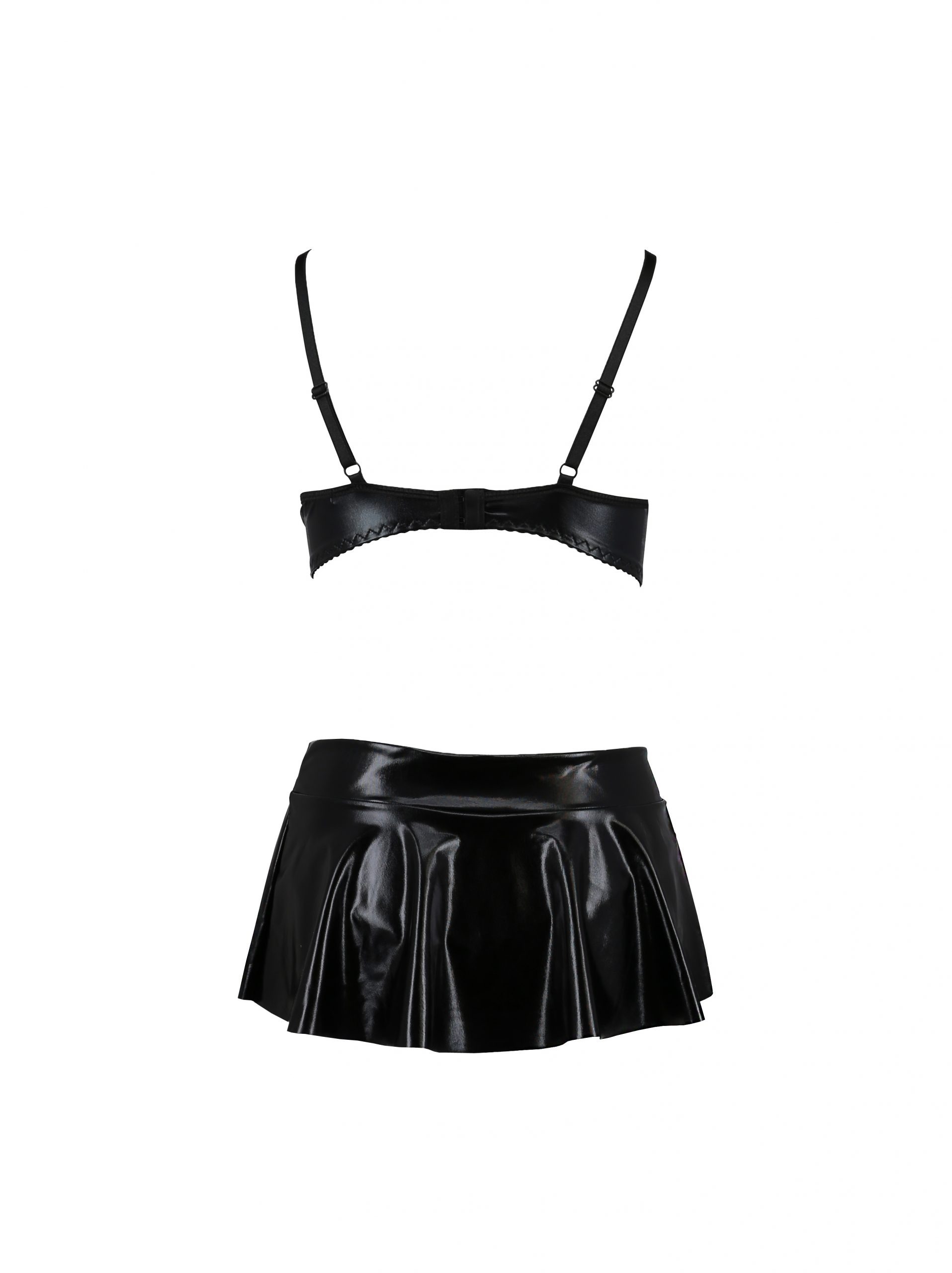 Комплект білизни зі стрінгами з латексу black S/M DEBY SET - Passion