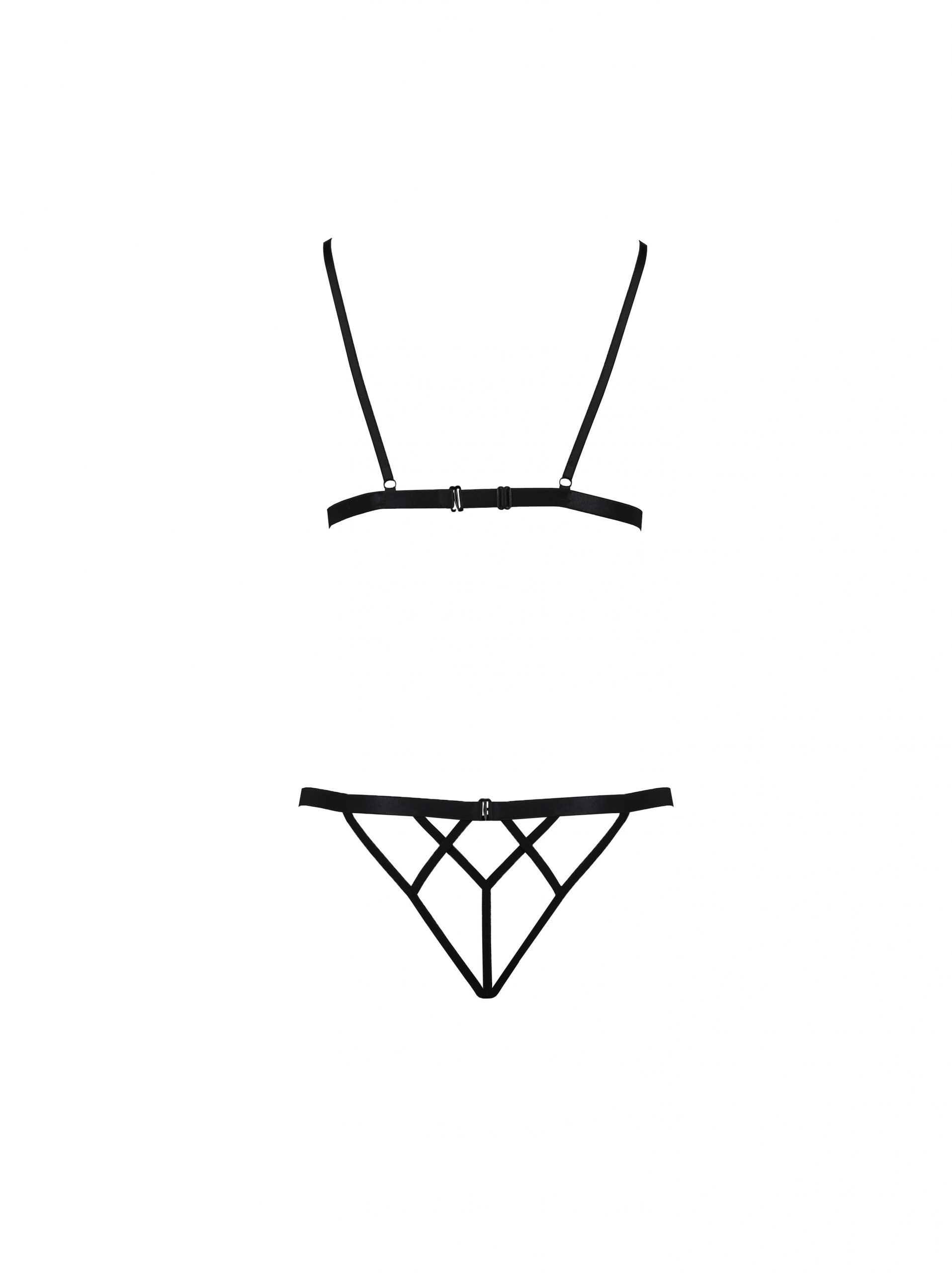 Комплект білизни з відкритим доступом DIABOLINA SET black S/M - Passion