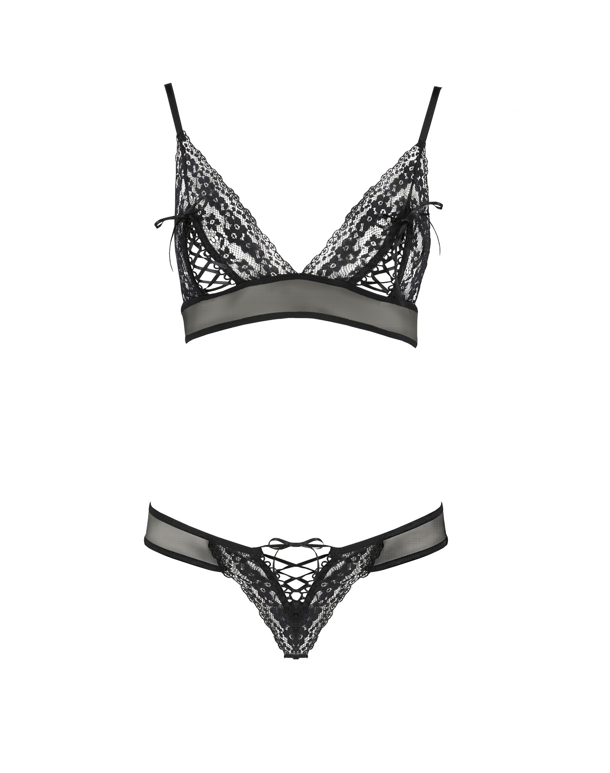 Комплект белья кружевной S/M чорний ERZA SET - Passion