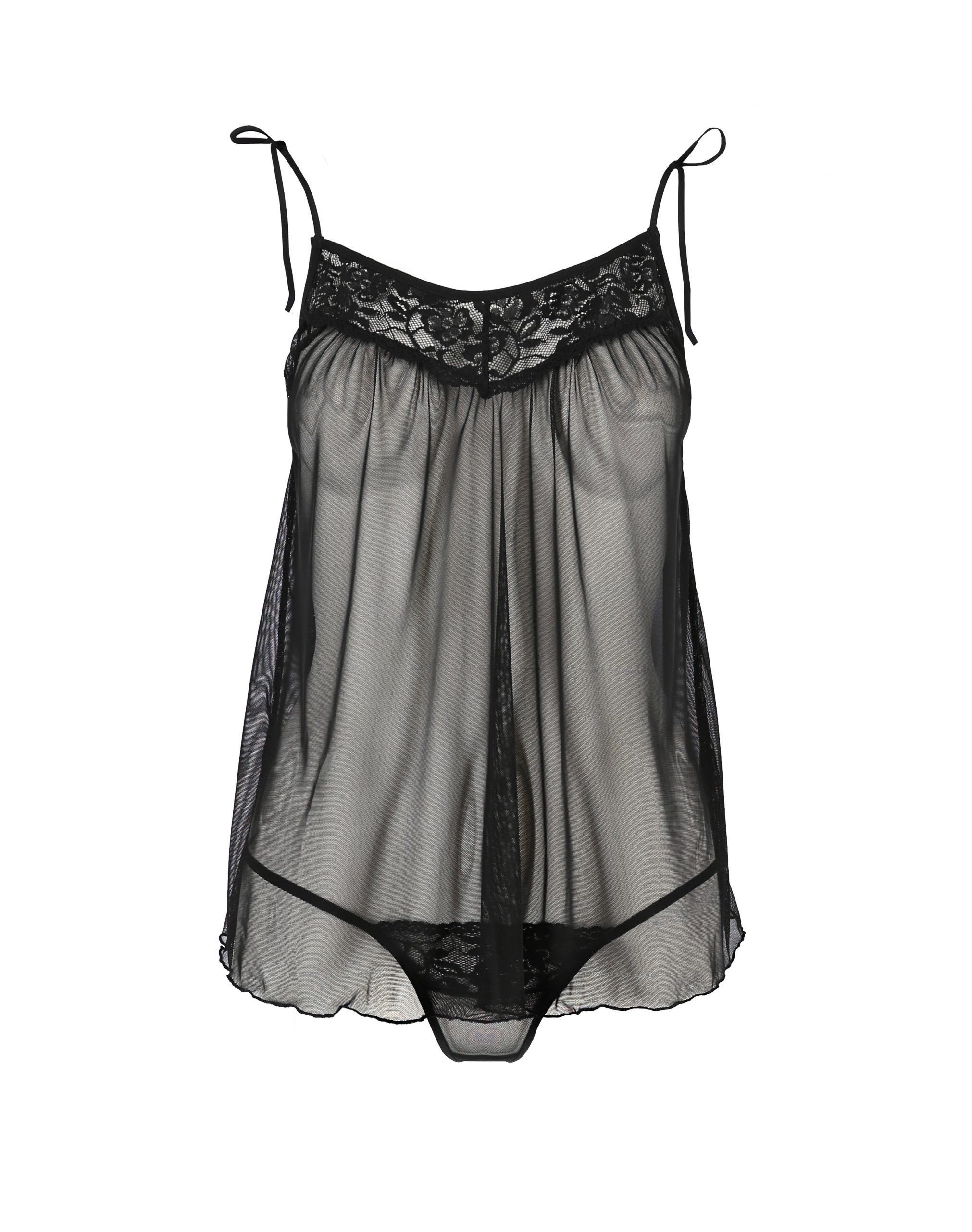 Пеньюар прозрачный MELANIA CHEMISE black S/M - Passion
