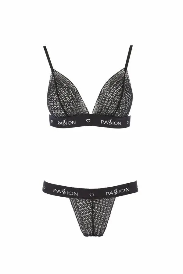 Комплект білизни в сіточку Passion GLAMISS чорний, S/M