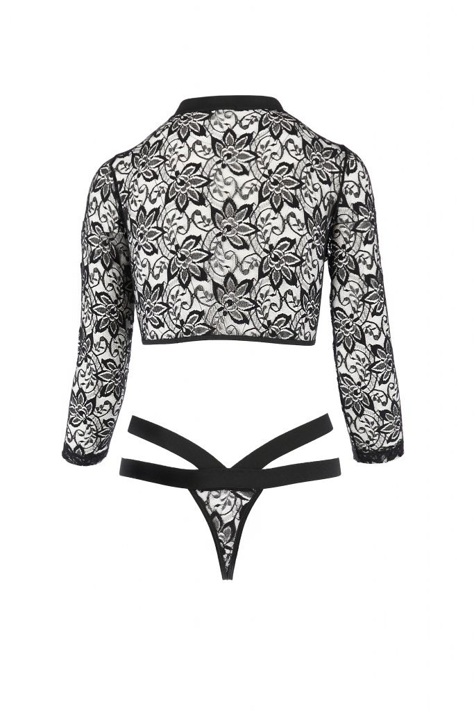 Боди с длинными рукавами и открытой грудью LETICIA BODY black S/M - Passion