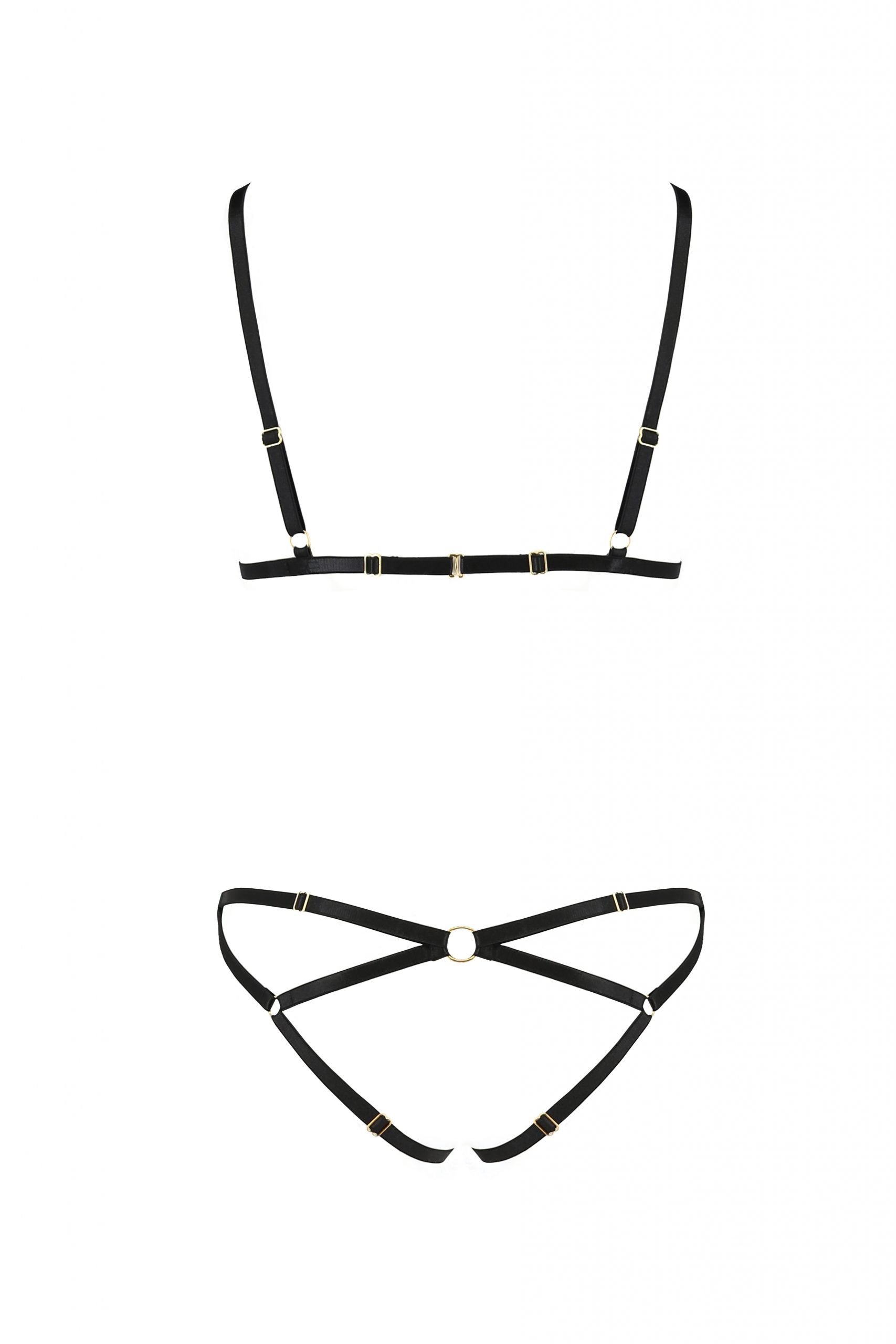 Комплект белья со стреп-лентами NICKY SET black S/M - Passion
