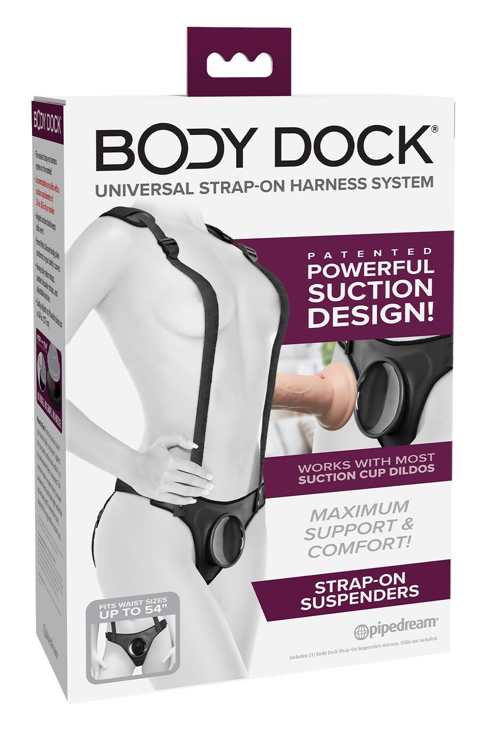 Трусики для страпону Pipedream Body Dock з підтяжками, чорні