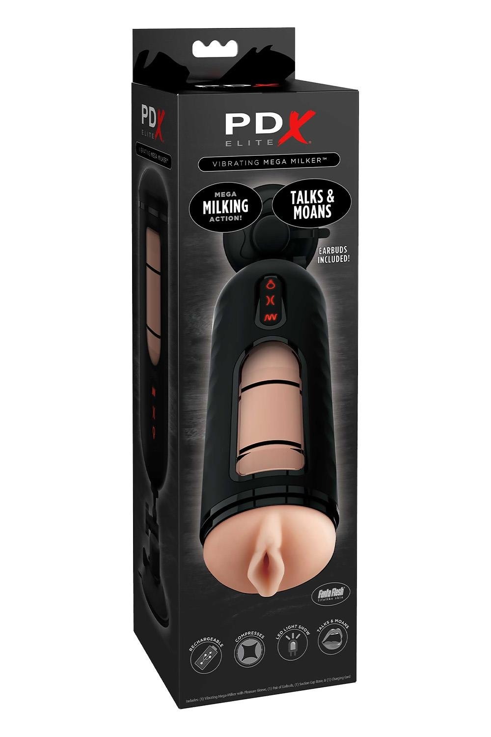 Мастурбатор з вібро Pipedream PDX Elite Vibrating Mega Milker чорний, 23.9 см
