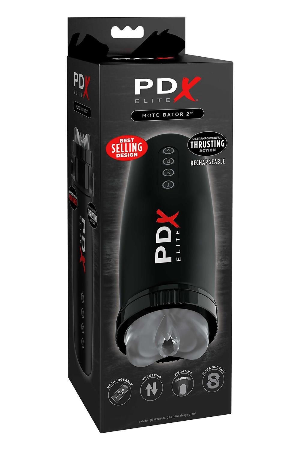 Мастурбатор Pipedream PDX Elite з вібрацією та всмоктуванням, чорний, 22 см