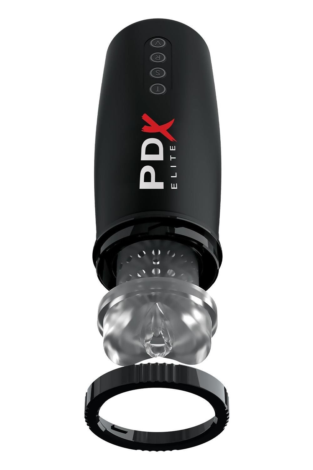 Мастурбатор Pipedream PDX Elite з вібрацією та всмоктуванням, чорний, 22 см