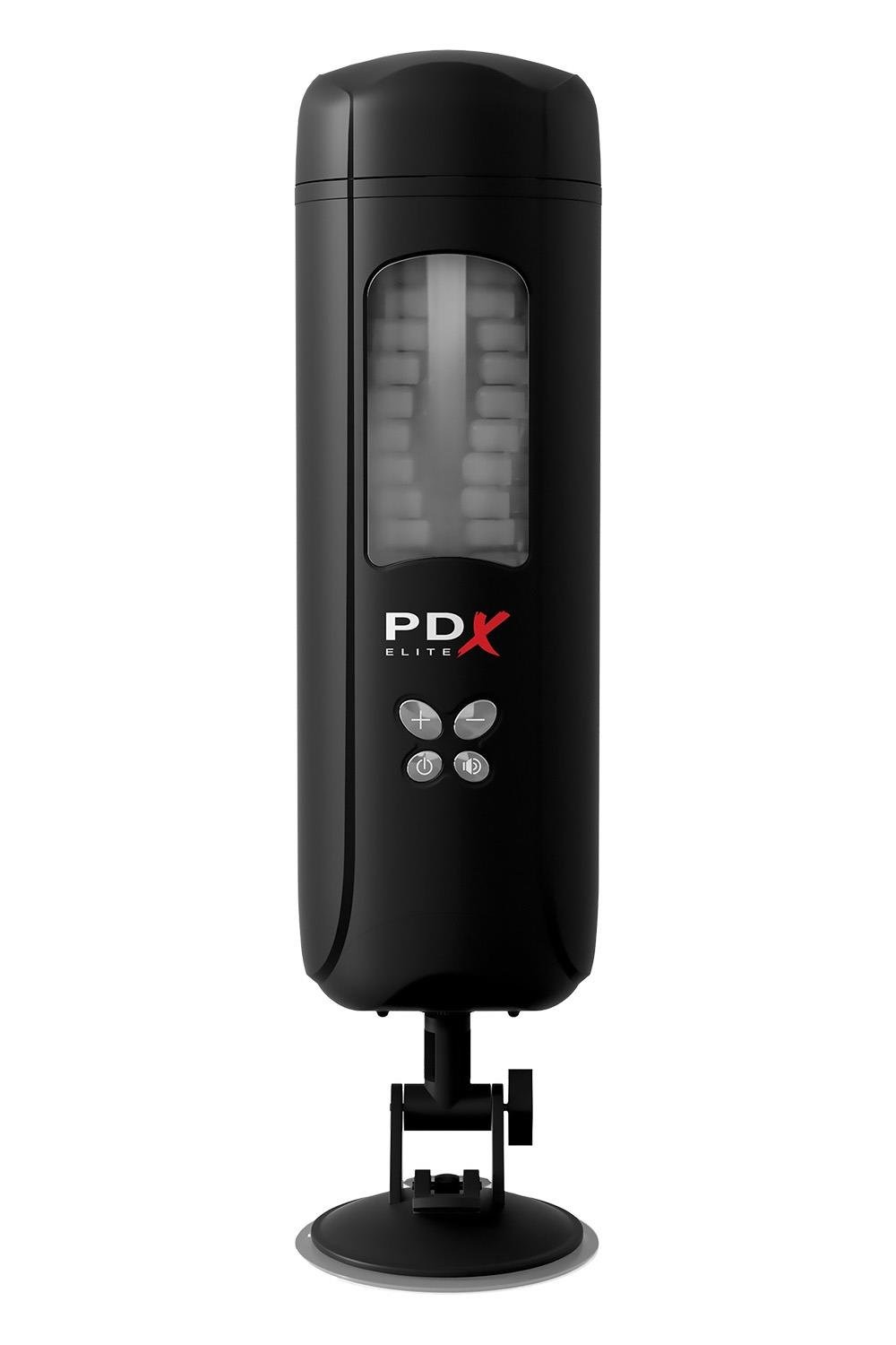 Мастурбатор вагіна в колбі автоматичний Pipedream PDX на присосці, з голосом, чорний, 24.5 см
