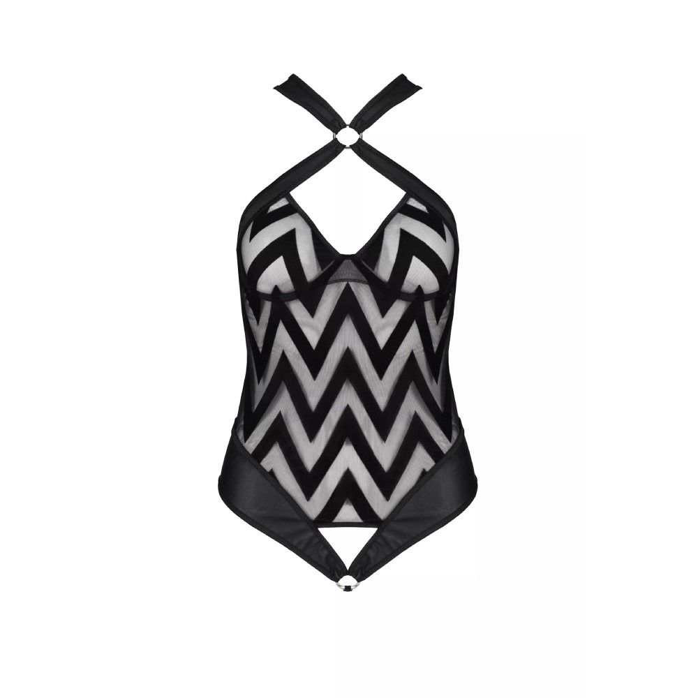 Боді з графічним візерунком Passion HIMA BODY чорний, S/M