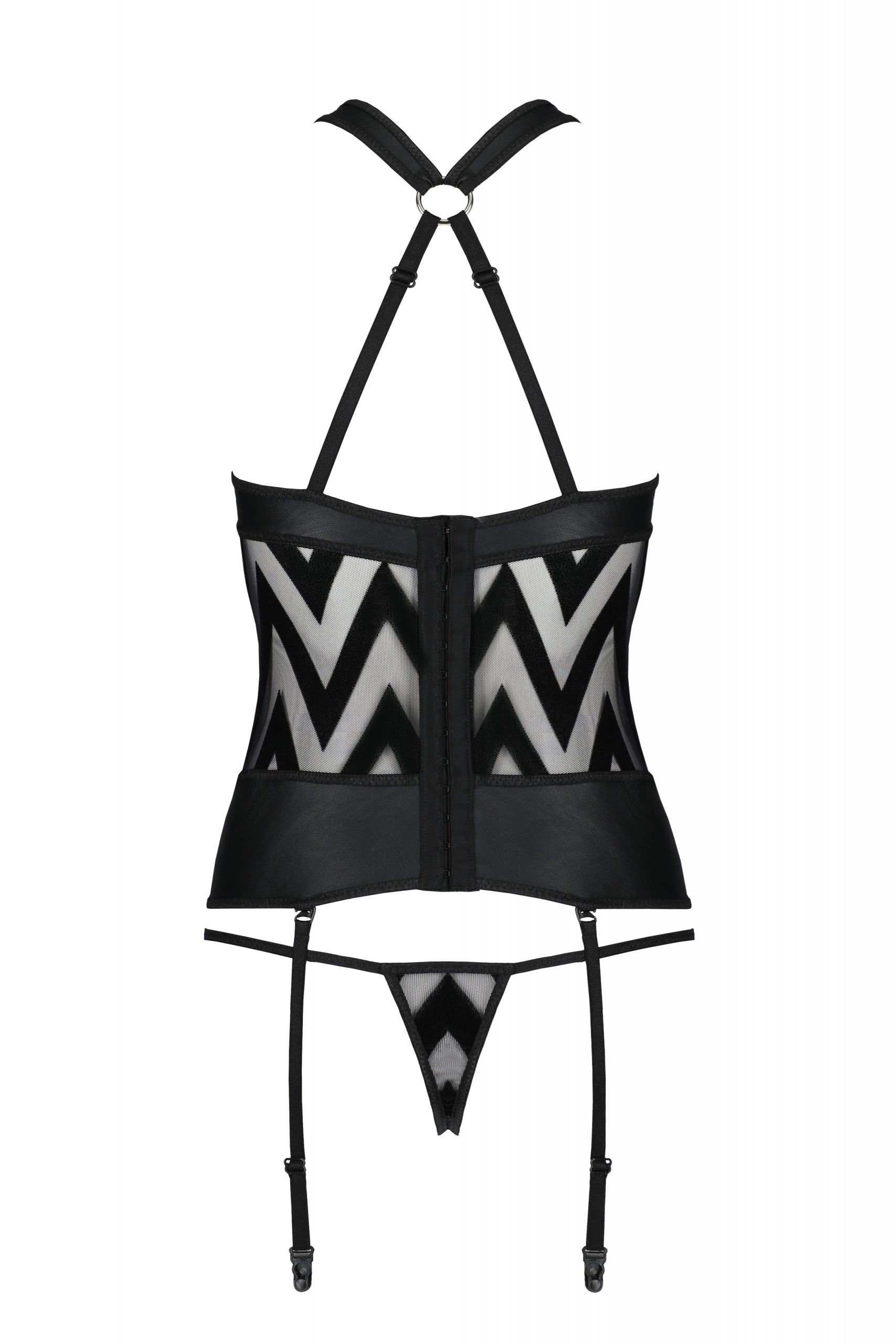 Корсет с геометрическим орнаментом и стринги HIMA CORSET black S/M - Passion