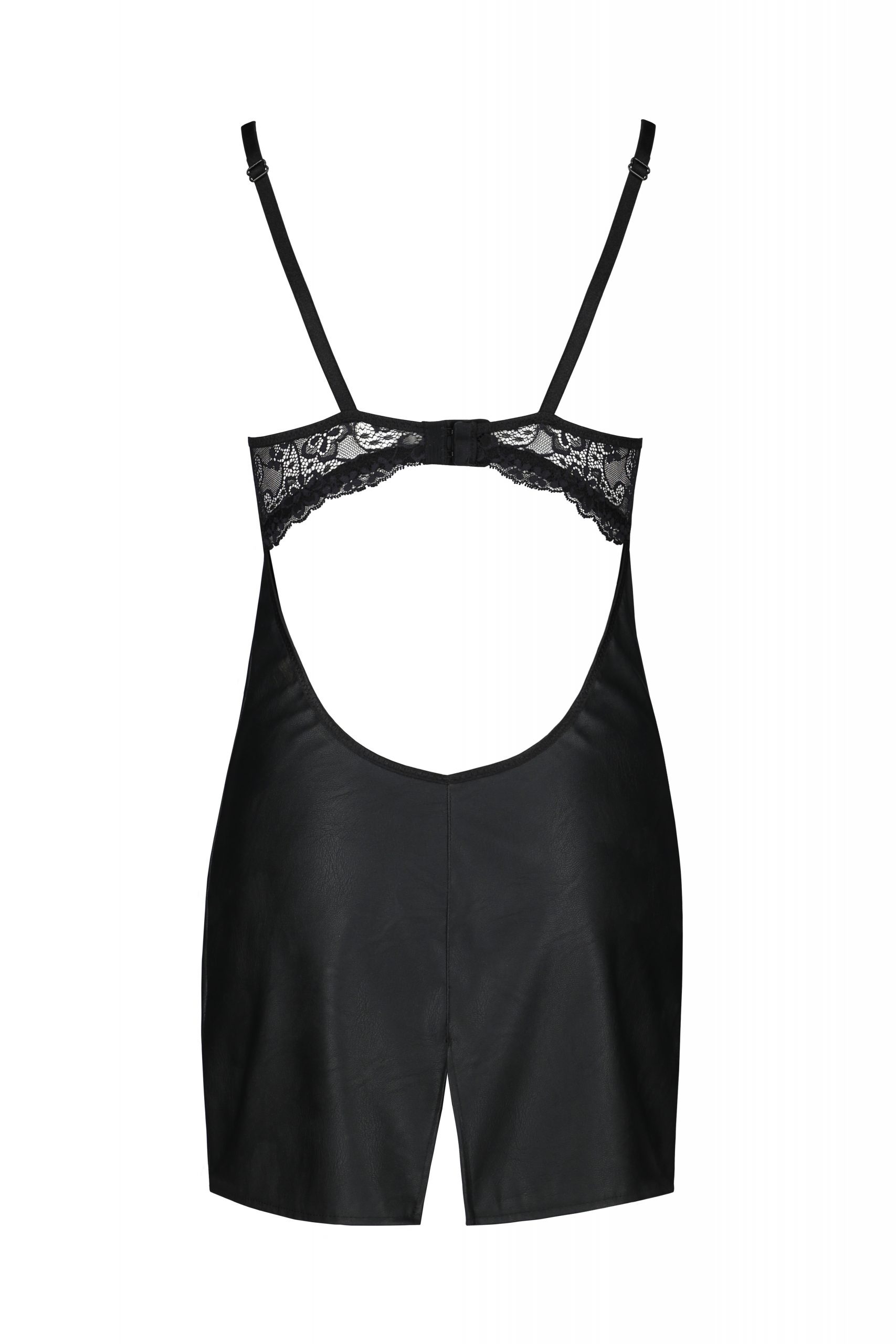 Пеньюар із екошкіри Passion LOONA CHEMISE чорний, S/M