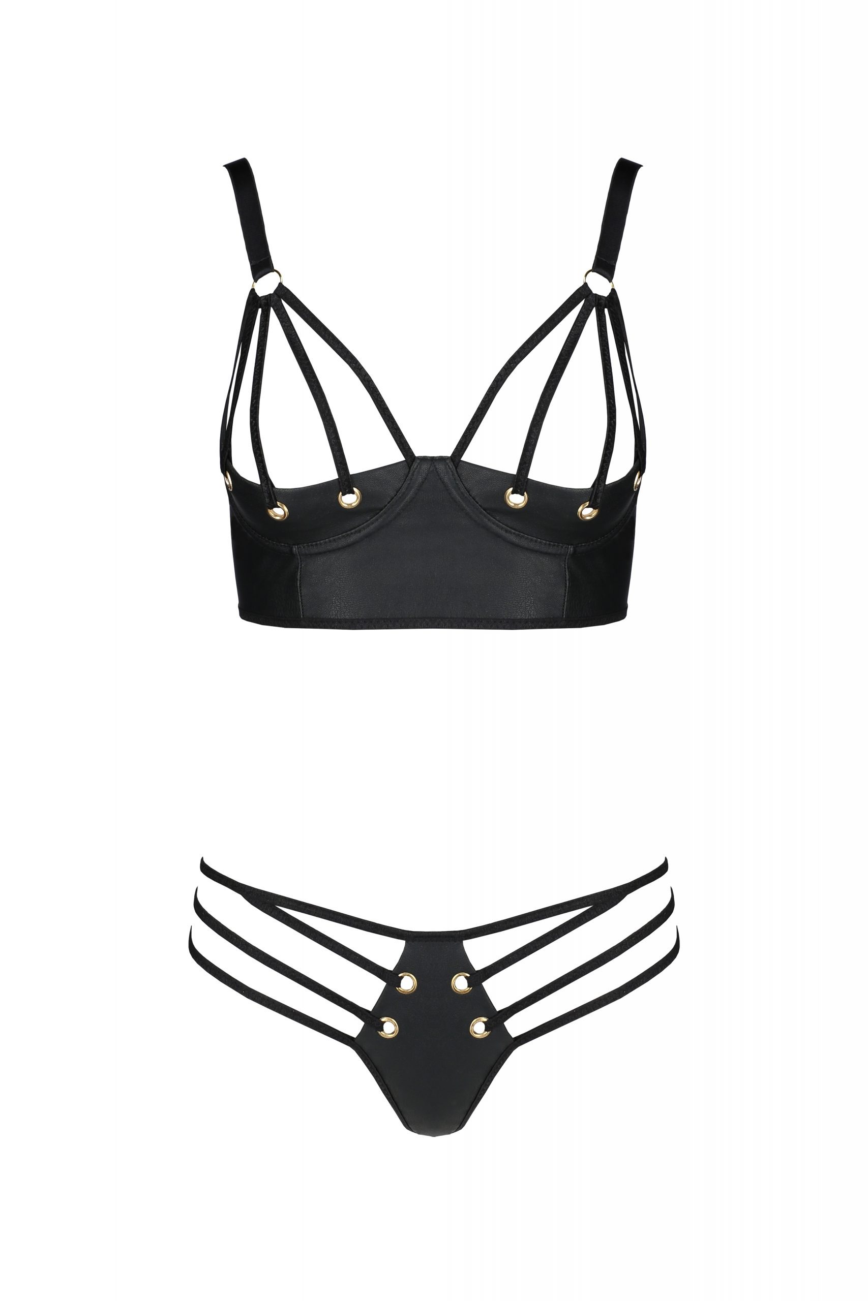 Комплект білизни Бра з відкритими грудьми та Трусики MALWIA BIKINI black S/M - Passion