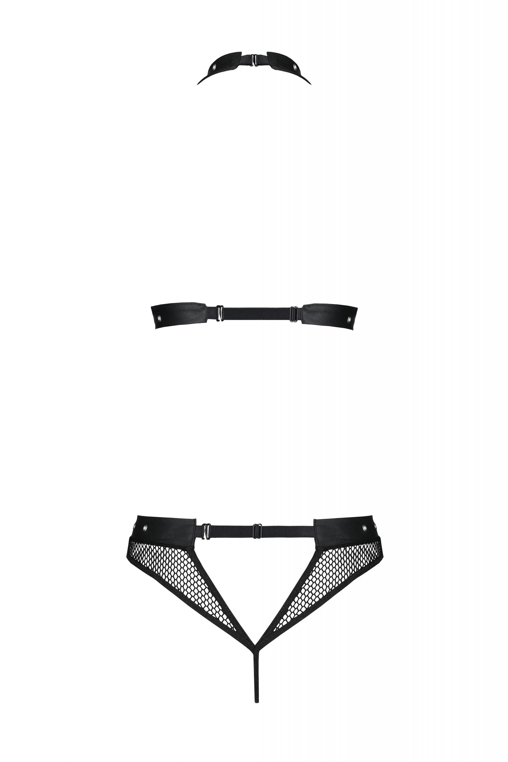Комплект белья в сеточку с открытым доступом MOONLIGHT SET black S/M - Passion